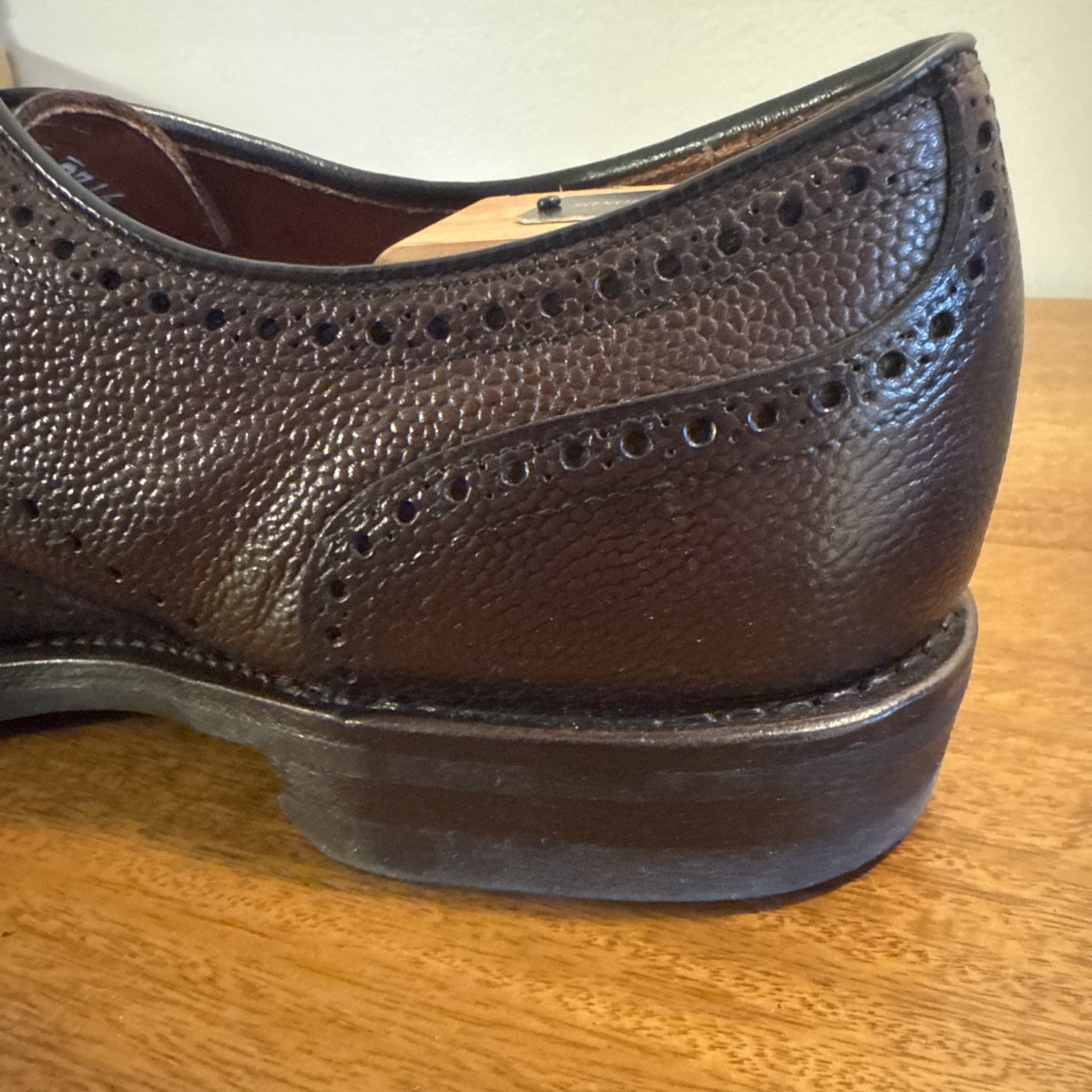 Allen Edmonds Player’s 2.0 Pebbled Brown Wingtip Dress Derby Men’s 12D Dainite