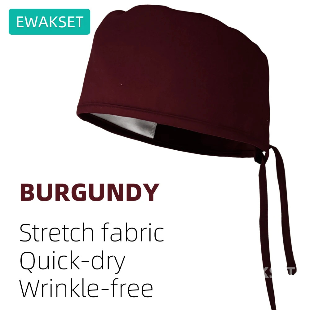 Solid Surgical Cap Stretch Quick Dry Wrinkle Free Operating Room Hat Woman Man