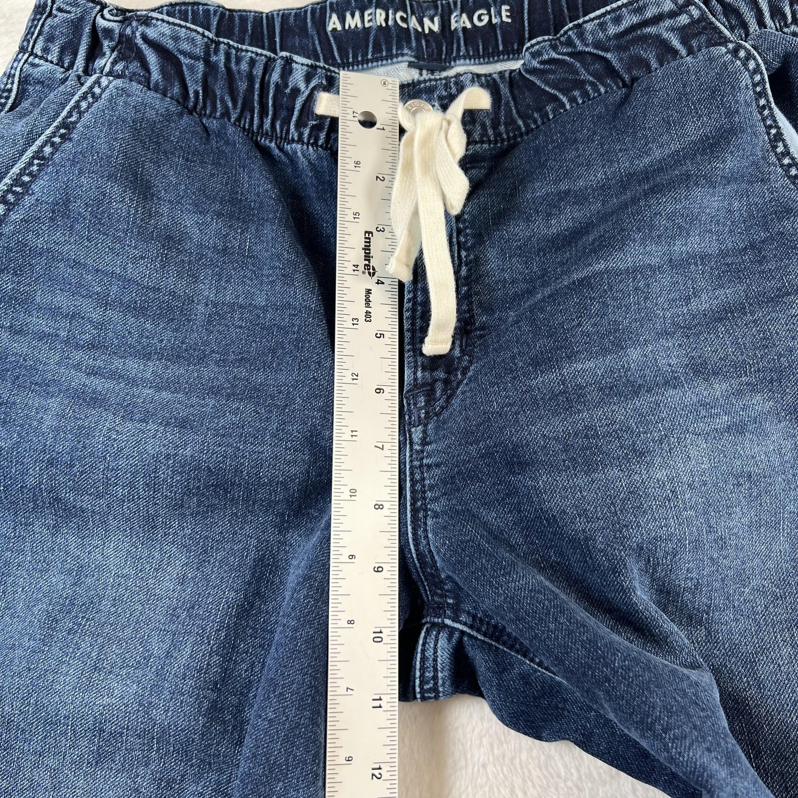 American Eagle Jeans Womens M Blue Low Rise Baggy Wide Leg Stretch 32×30
