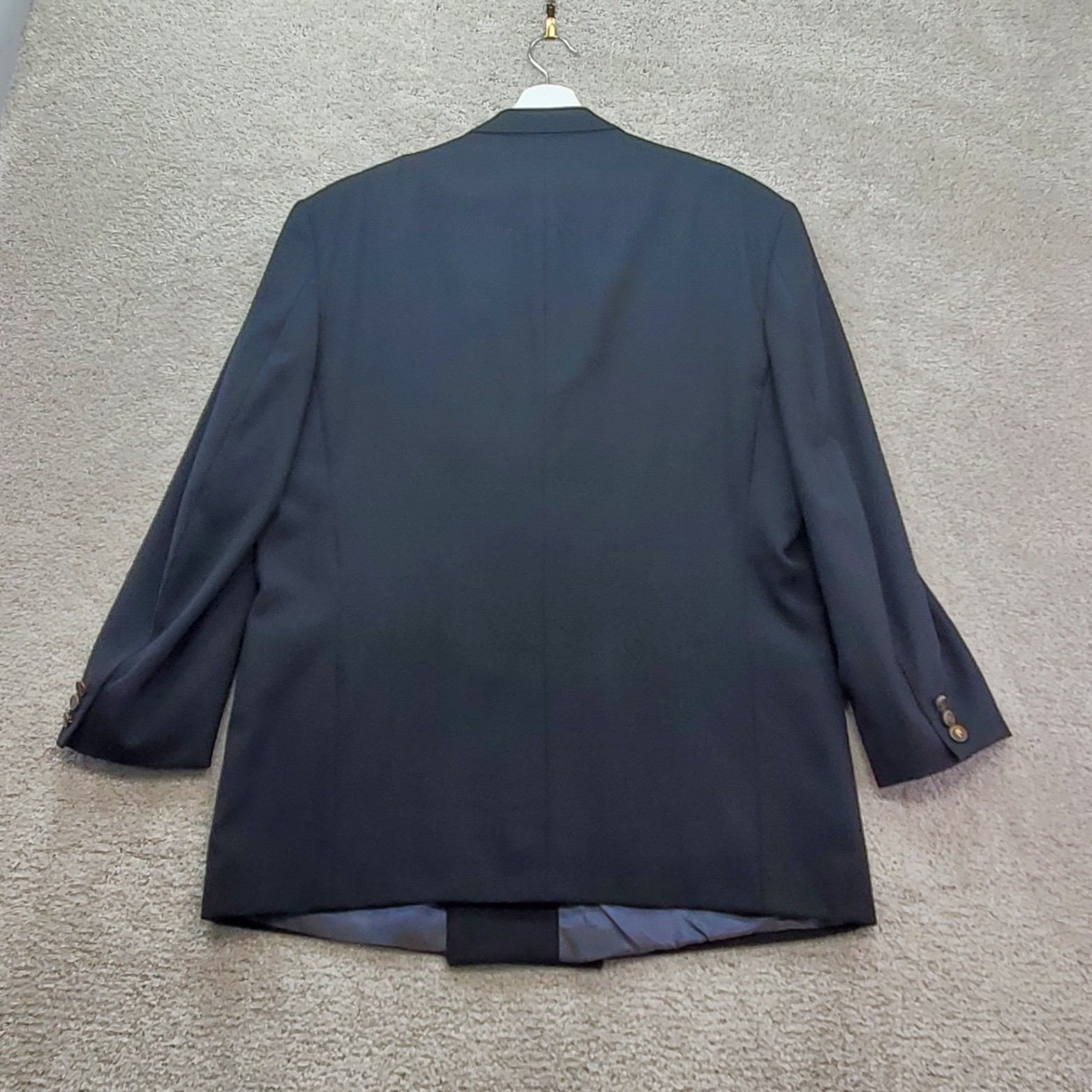 Pierre Cardin Mens Double Breasted Blazer 46 Black Gold Tone Buttons 9869