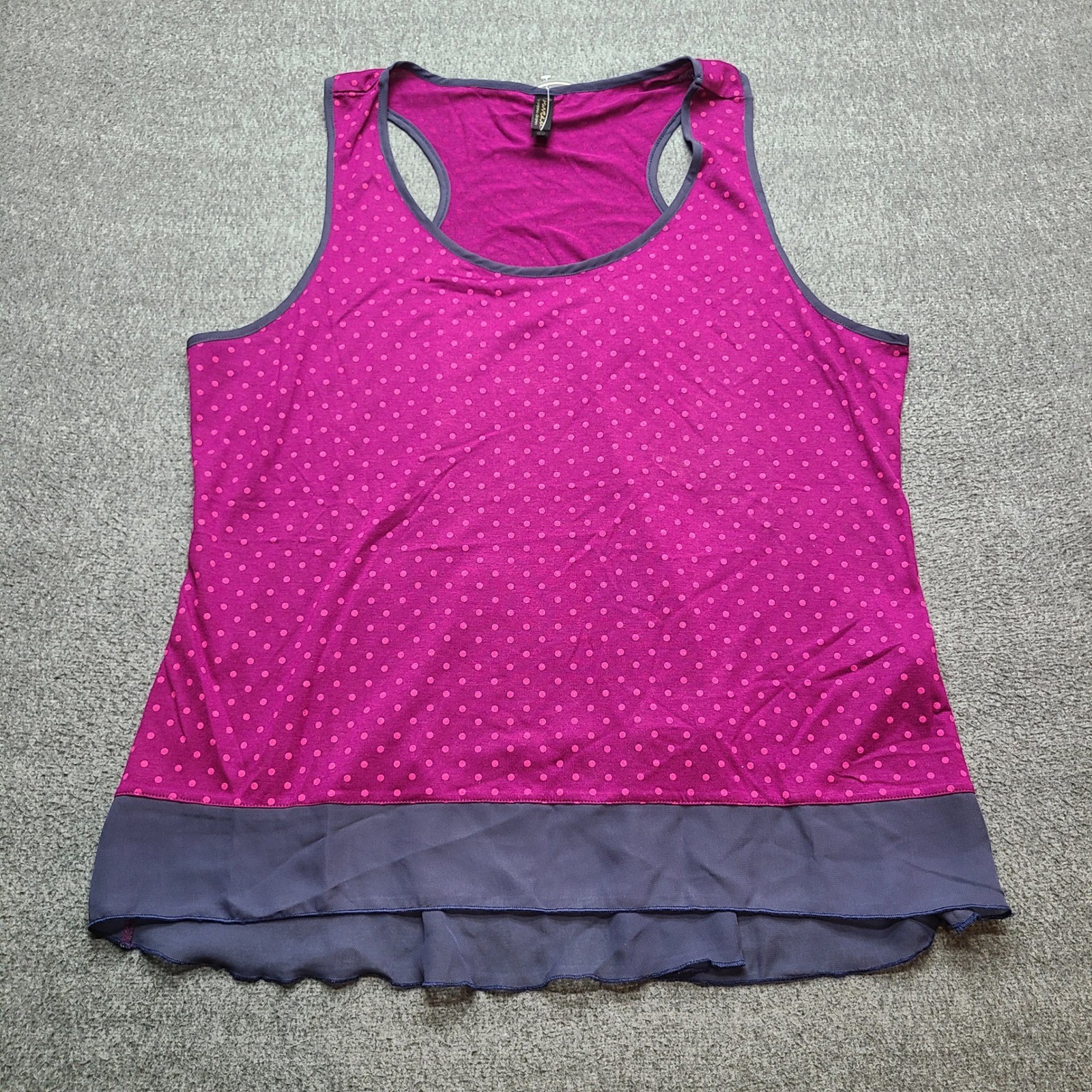 Nouveau by Pajama Drama Tank Top Womens XL Pink Polka Dot New Racerback Layered