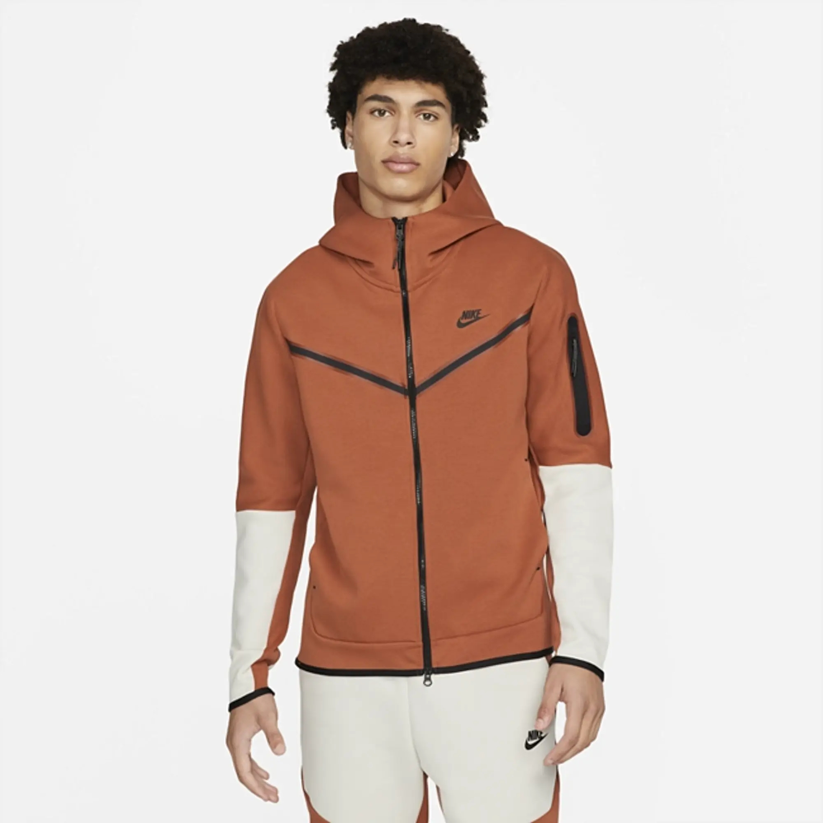 Nike Tech Fleece Windrunner Hoodie Burnt Sunrise Orange Bone CU4489-825 2XL Men