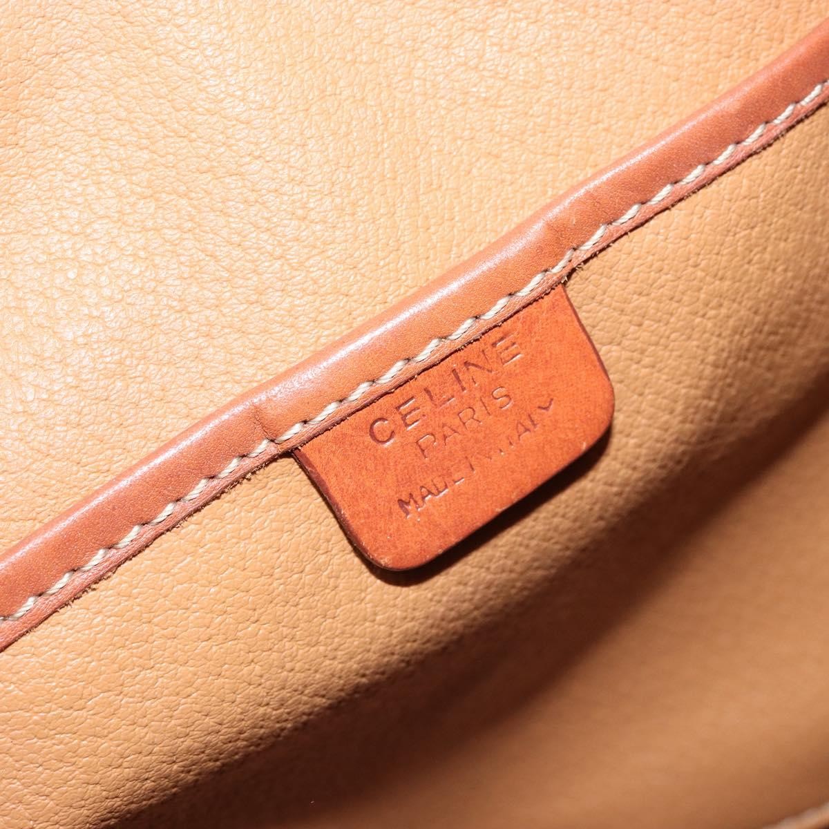CELINE Macadam Canvas Backpack PVC Leather Brown Gold Auth bs33733