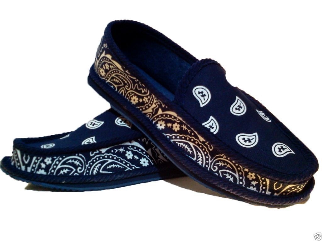 Navy Blue Bandana House Shoes Slippers Trooper Brand New Size 8 9 10 11 12 13