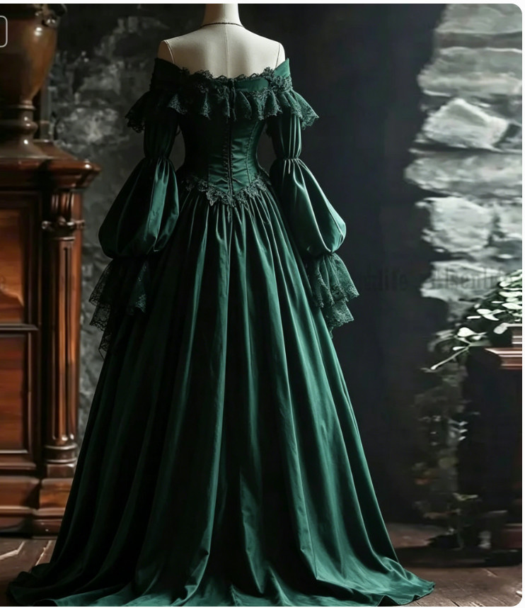 Gothic Vampire Green Ball Gown A-Line Evening Dress Party Dress Custom
