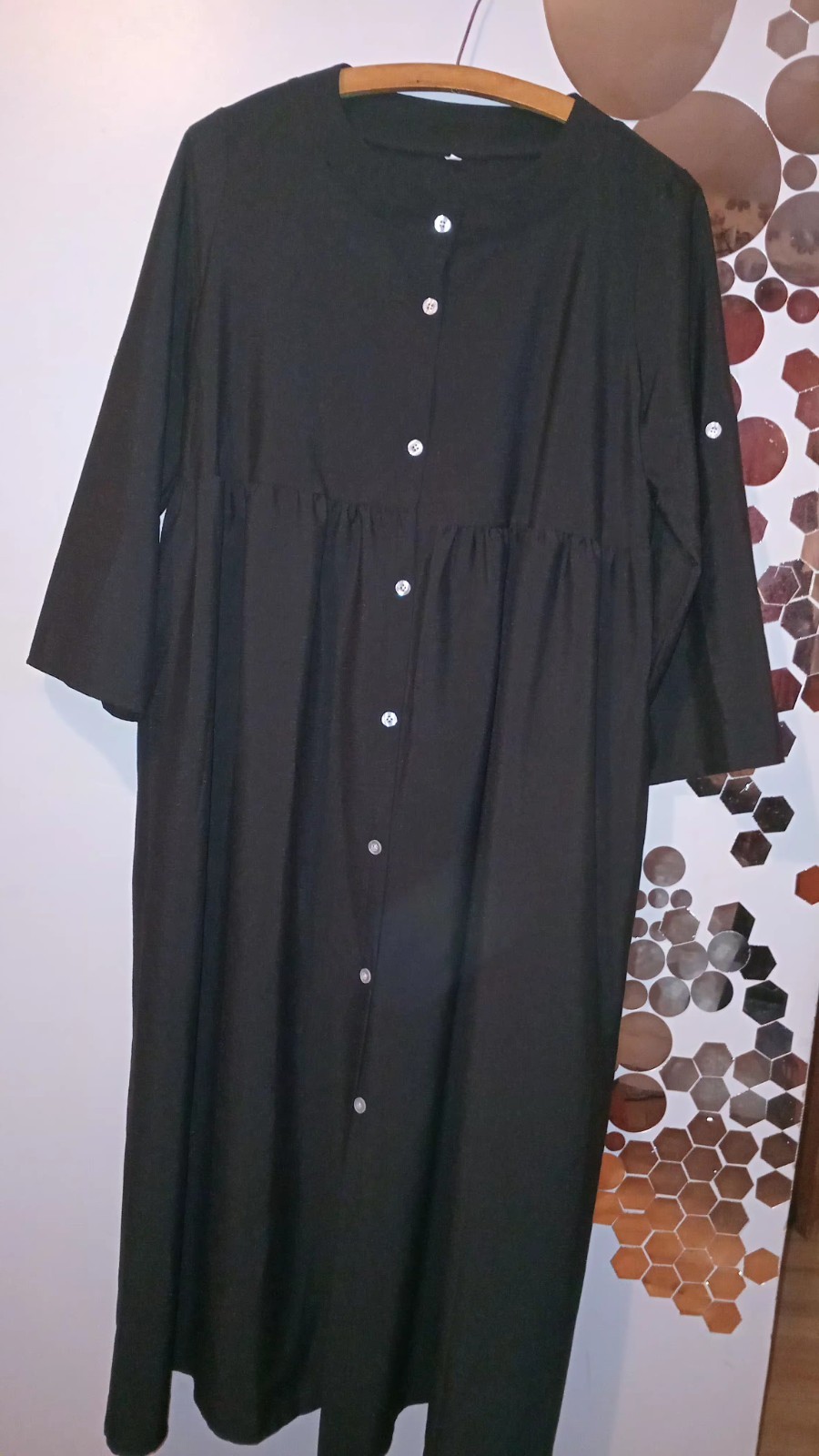 long sleeve button up black dress long length 12? new