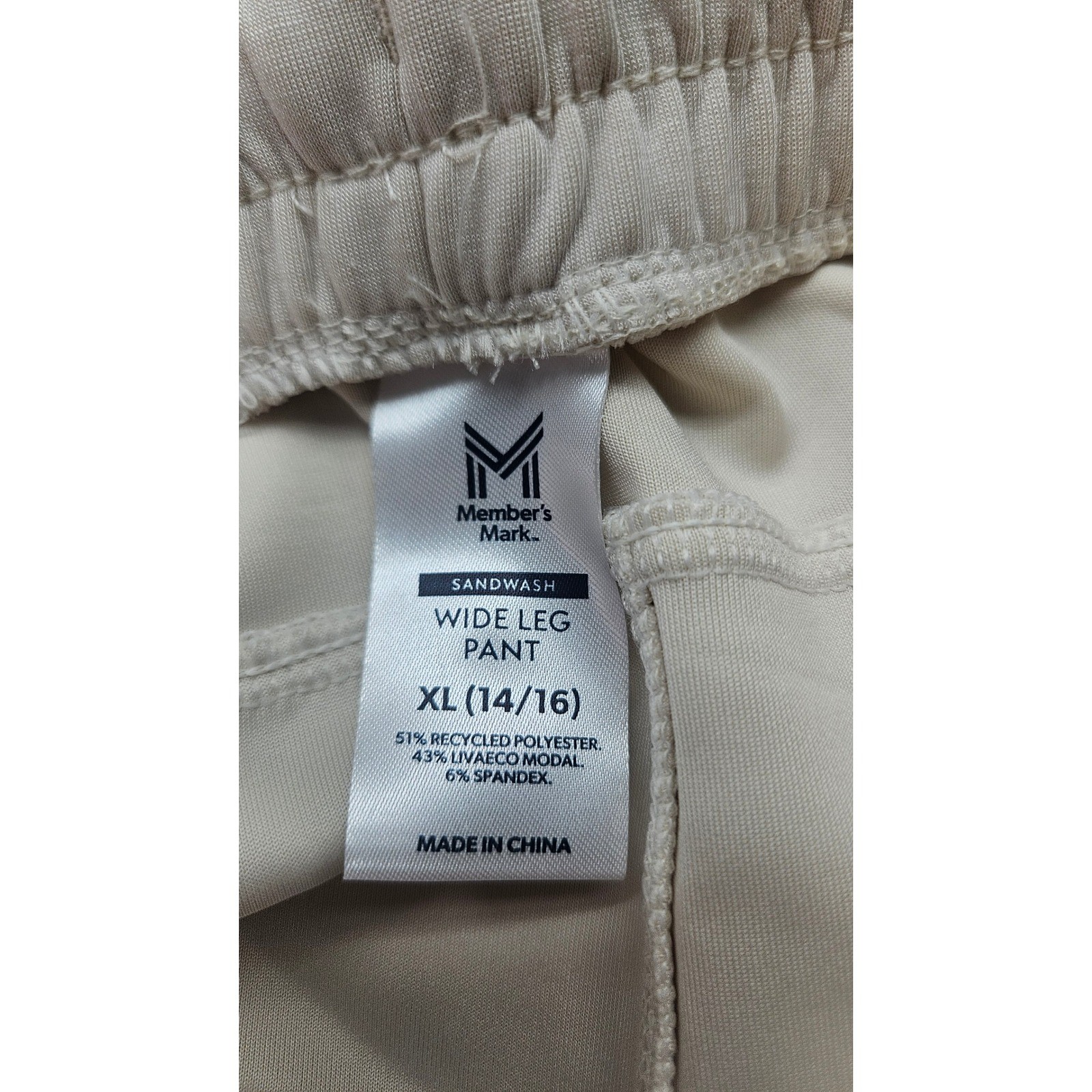 Members Mark Sandwash Lounge Set Tee Shorts Wide Leg Pants Cream 3 Piece L XL
