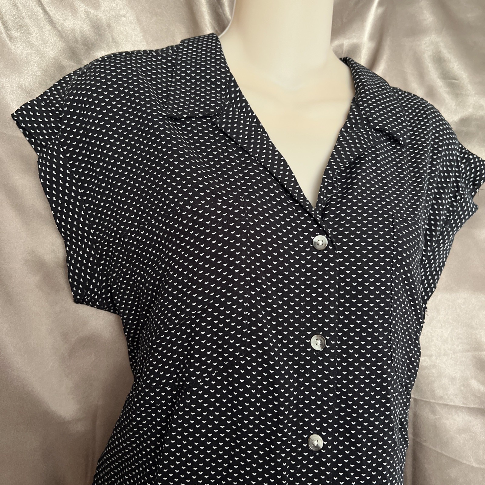 Jachs New York Girlfriend Ladie’s S Shirt Top Blouse Short Sleeve Black Dots