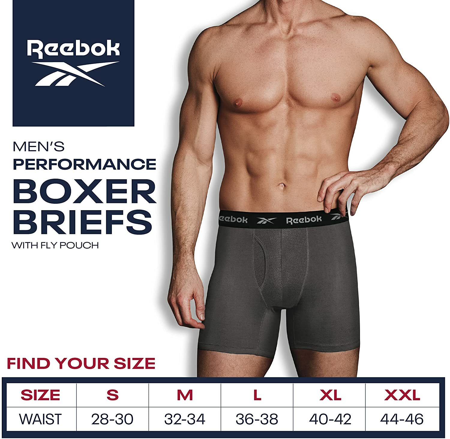 4 Pack REEBOK Men Boxer Briefs PERFORMANCE CAMO BLACK MEDIUM LARGE XLARGE XL $32