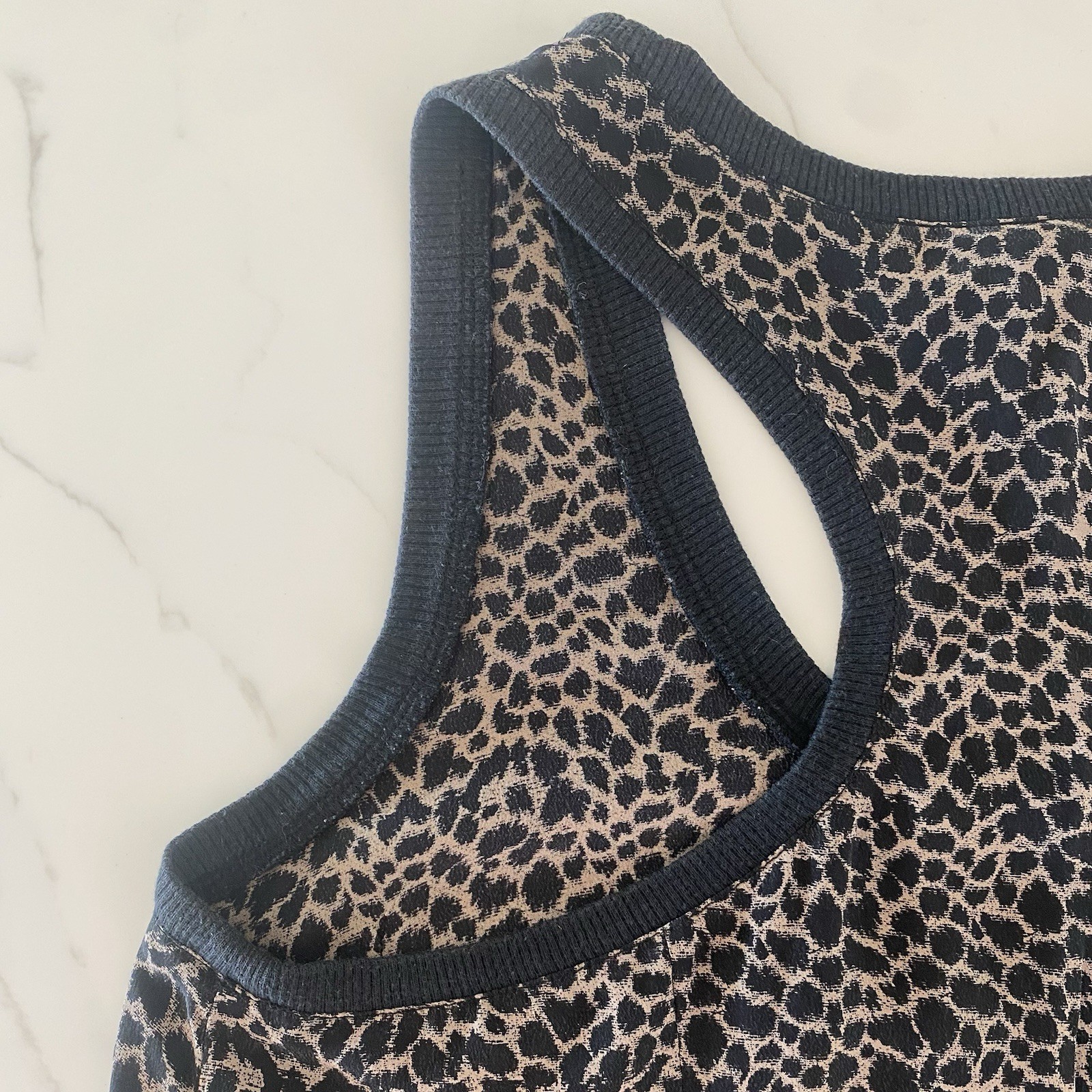 Joie Alicia Caviar Leopard Silk Racerback Tank with Side Pocket, size S