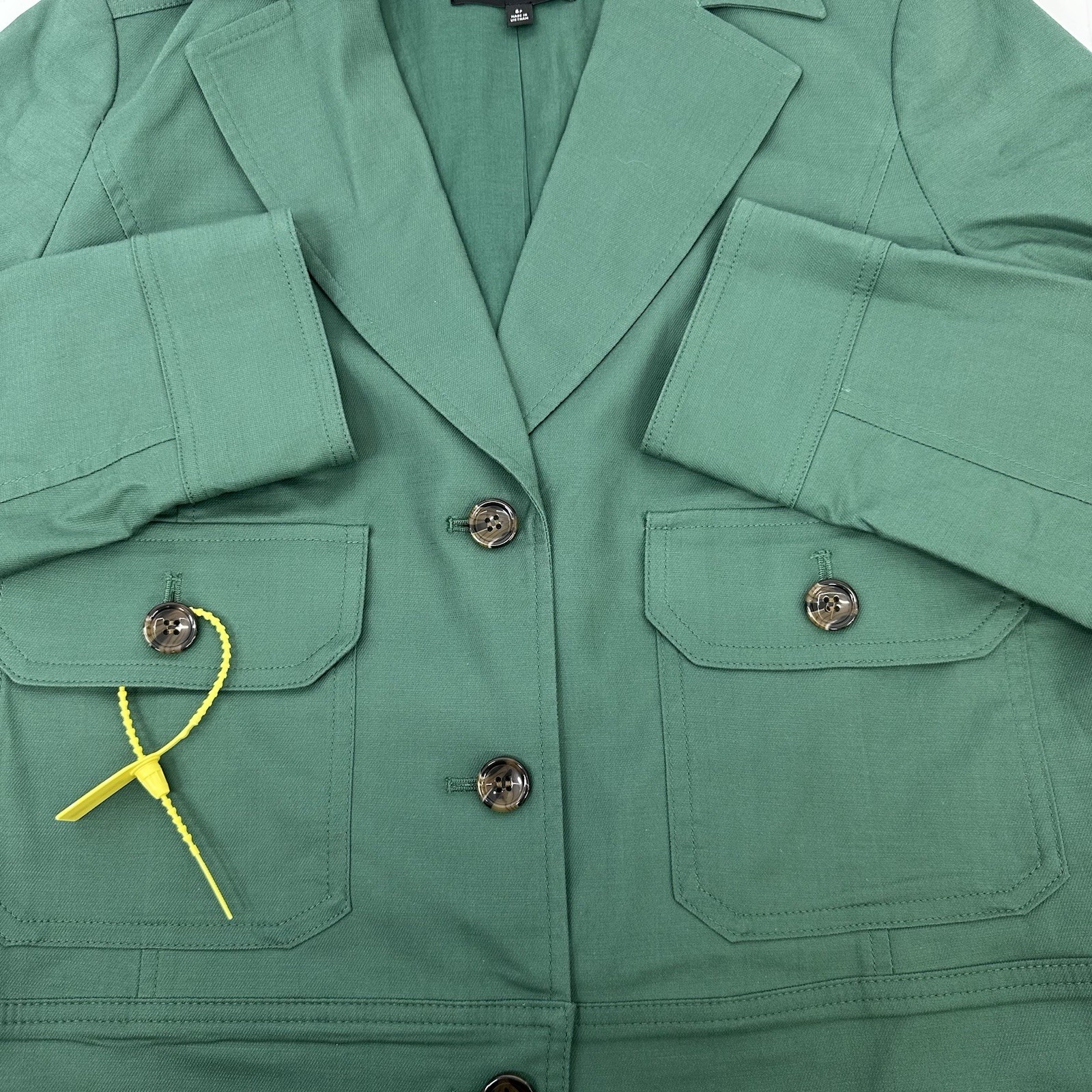 Talbots Petite Cropped Utility Jacket Green Safari Casual Blazer Spring 6P READ