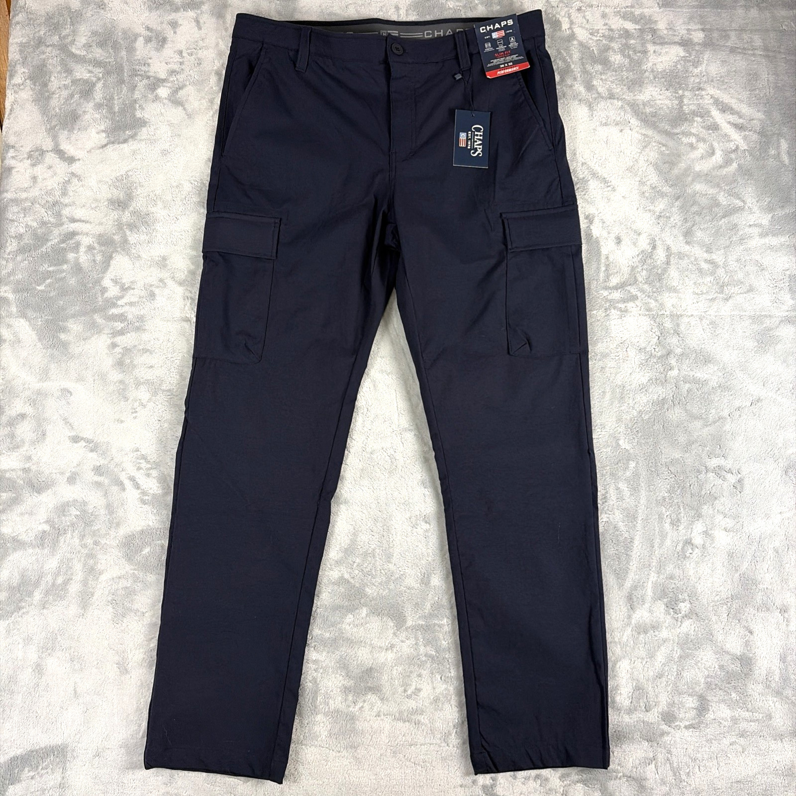 Chaps RL Everyday Performance Slim Fit Cargo Pant Size 36×32 Navy Blue NWT $65