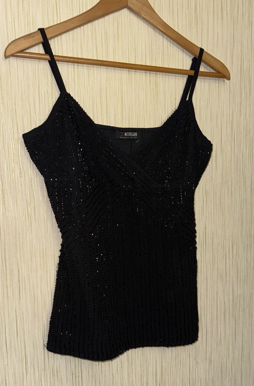 Vintage Rare Morgan De Toi Camisole Beaded Top JPG Cop Copine Size M Y2K France