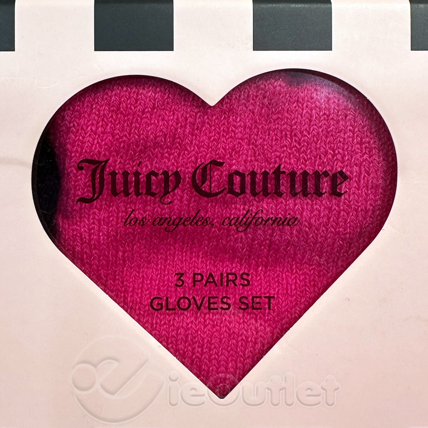 BRAND NEW Juicy Couture Black Pink White Acrylic Blend Glove Set 3-Pair Pack NIB