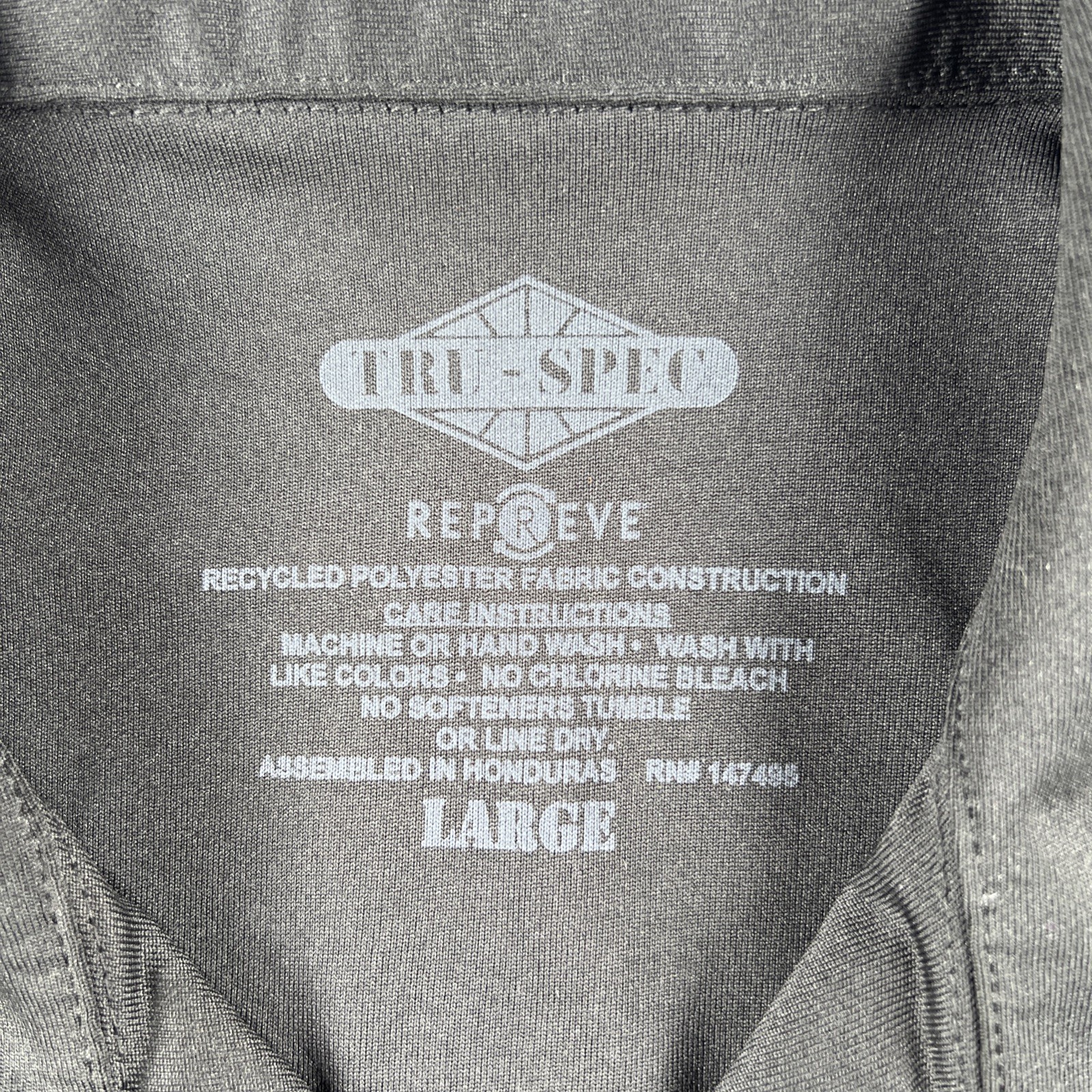 Tru-Spec Men’s Large Black Repreve Tactical Shirt Snap Buttons Zip Pockets