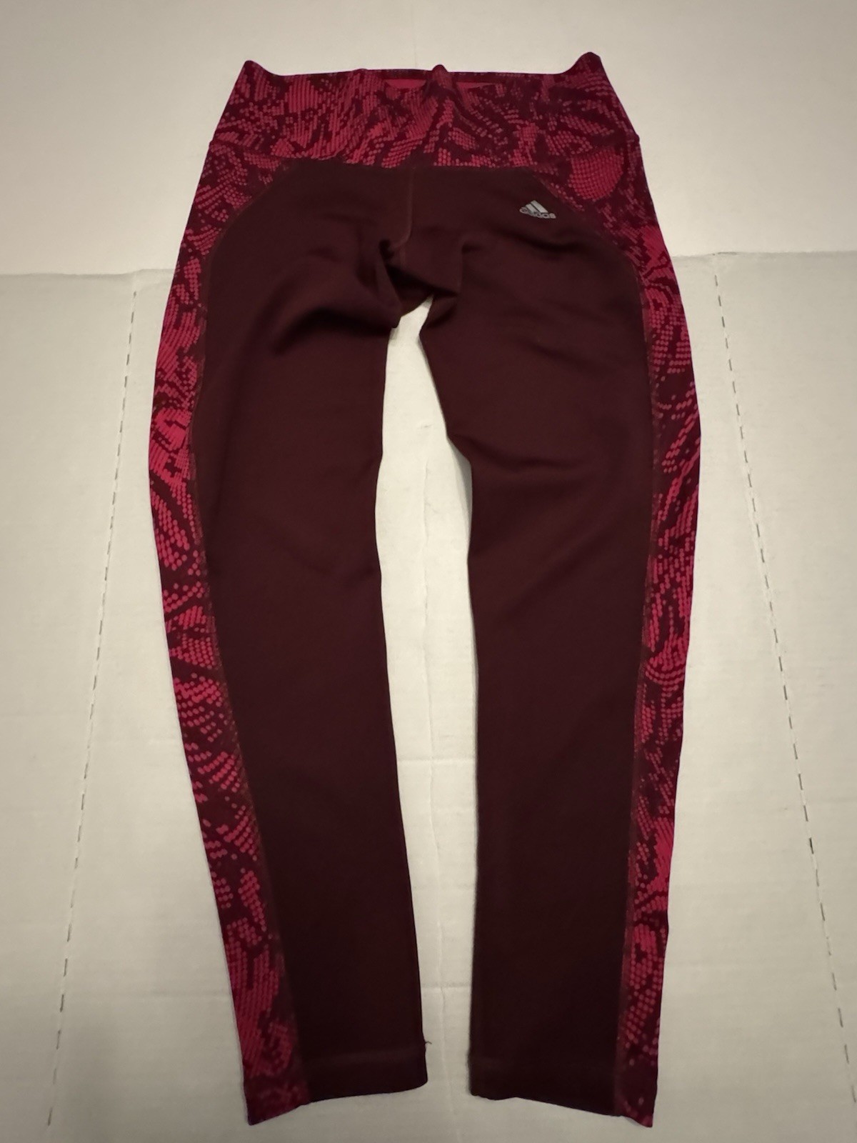 Pre Owned Excellent Adidas Leggings Reptile Maroon Burgundy Pink Women Sz M