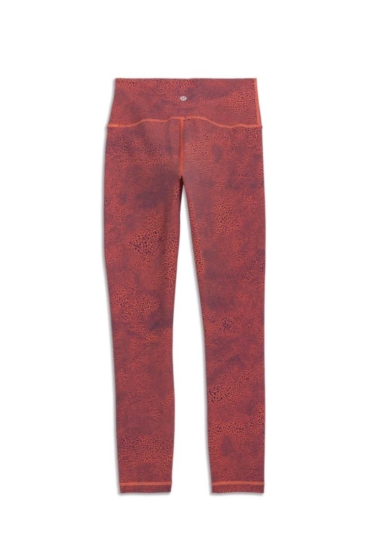 Lululemon Wunder Train High-Rise Tight leggings Crackle Glaze Orange Larkspur 6