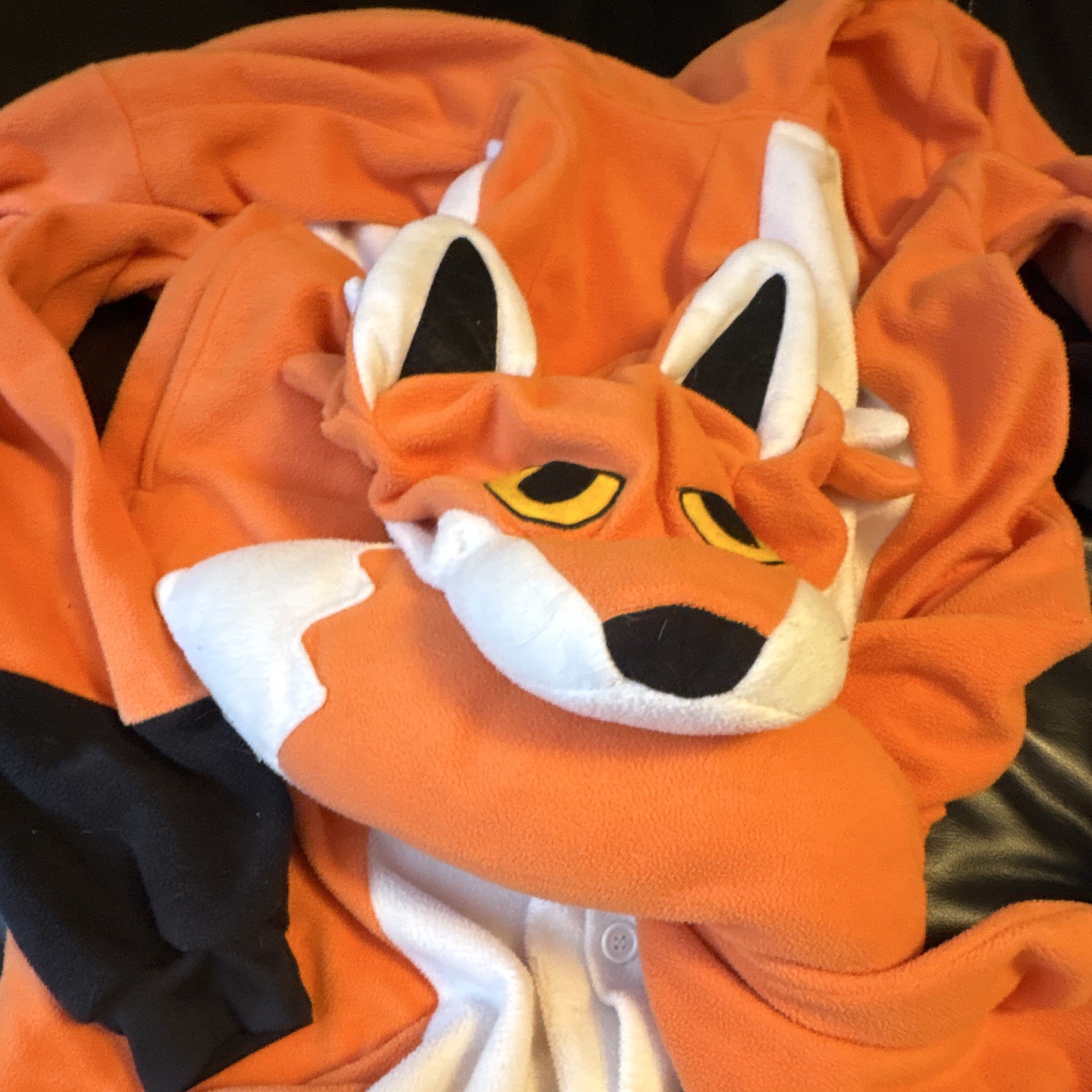 SAZAC Fox One Piece Costume one piece Hooded Button Front Orange White Black