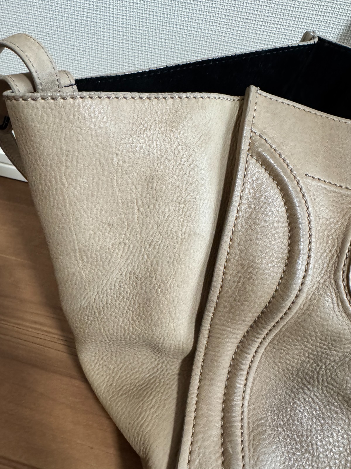 CELINE Luggage Phantom Tote Bag Handbag Shoulder Bag Leather Greige Authentic JP