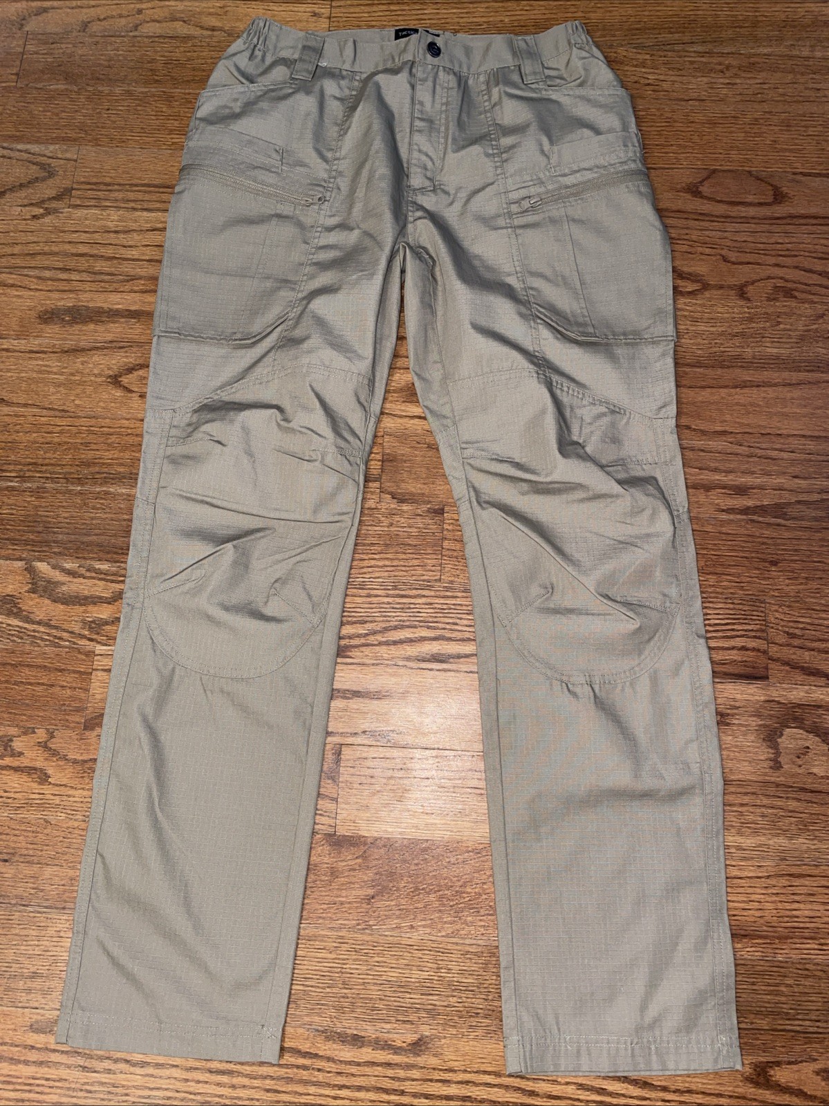 Tactical Pants Mens Regular Fit Cargo Pants 34×32 Khaki Pockets Comfort Fit EUC