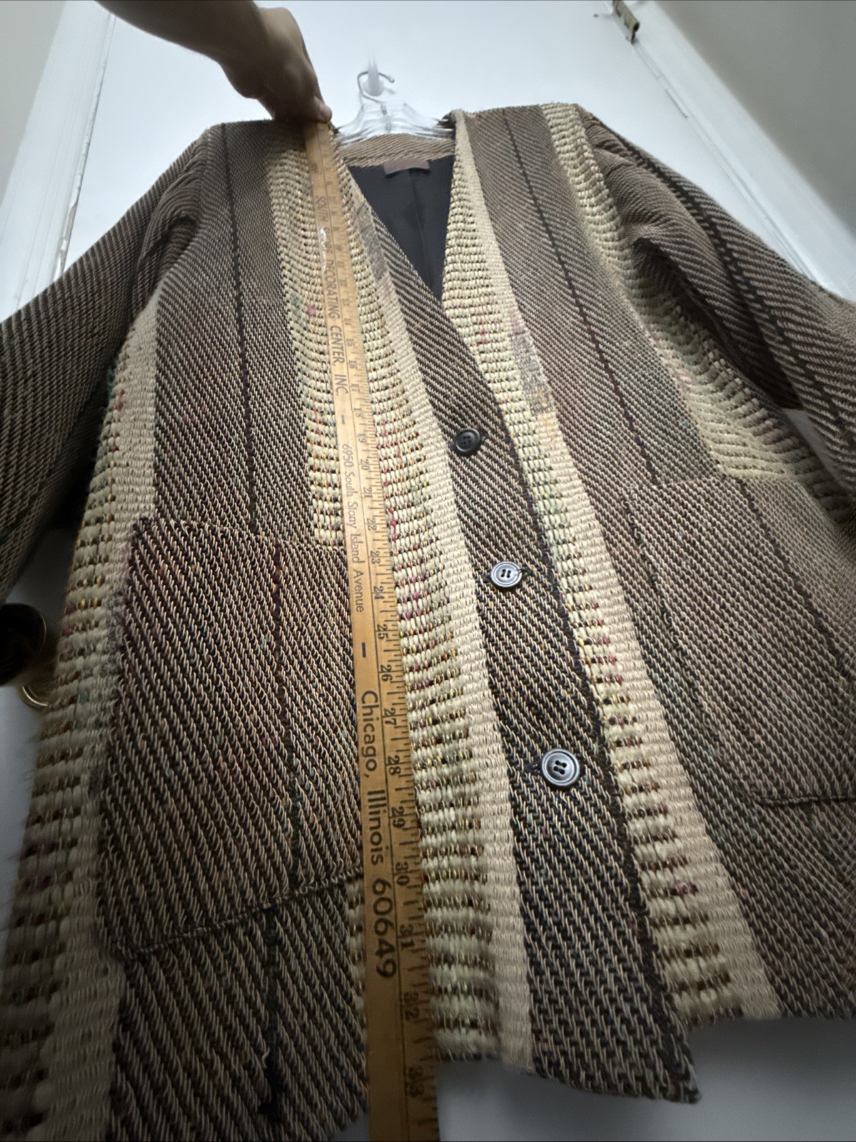 Vintage Deborah Cross Jacket Woven Textile Art To Wear Artisan Boho Hobo