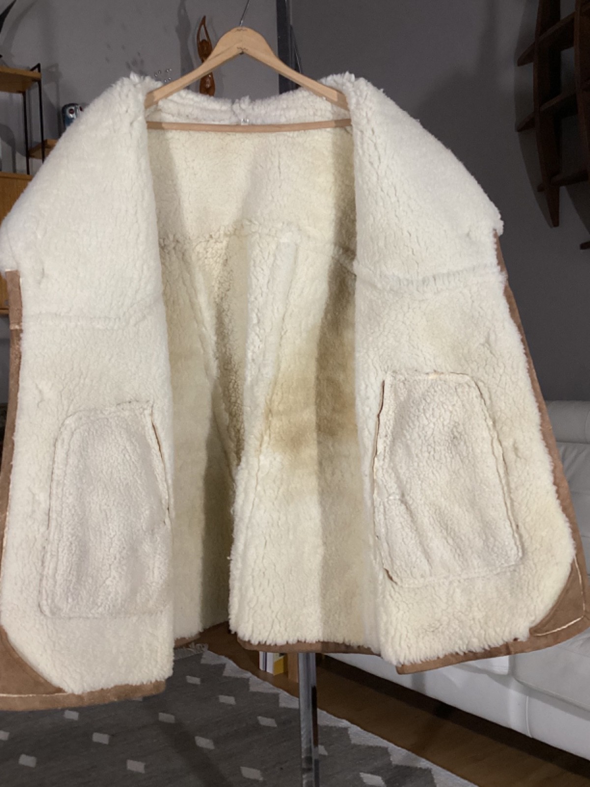 Vintage Men’s Heavy Sheepskin / Leather Western Rancher Plainsman’s COAT sz XL