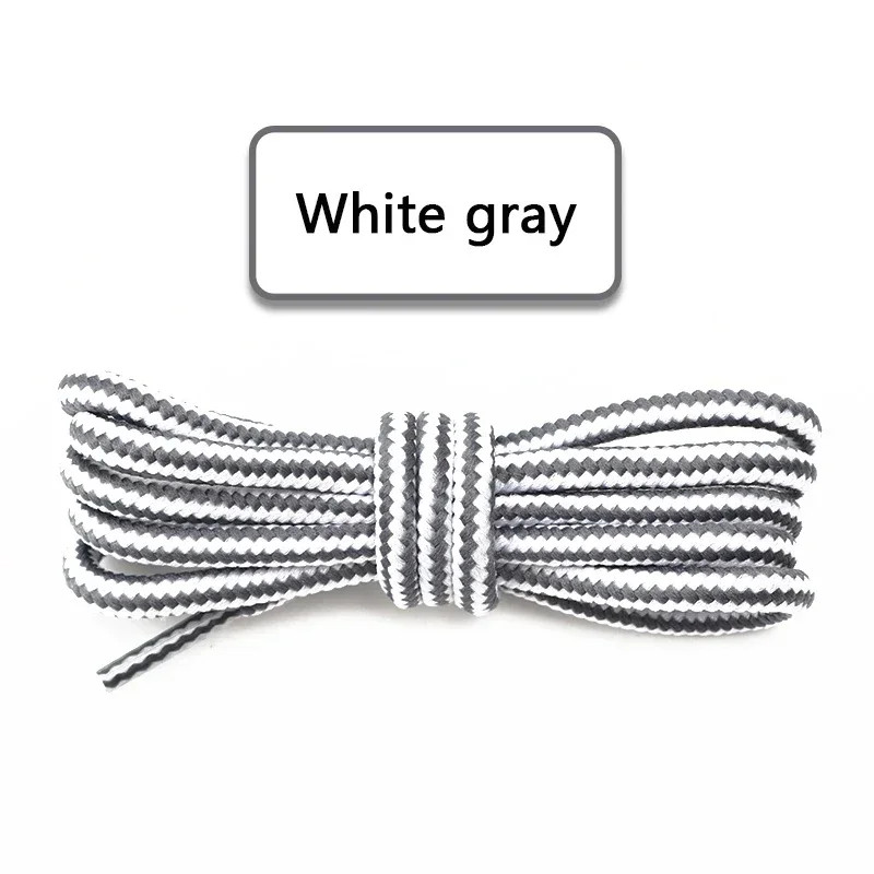1 Pair Round Cotton Shoe Laces Striped Double Color Shoelaces Outdoor Boots and