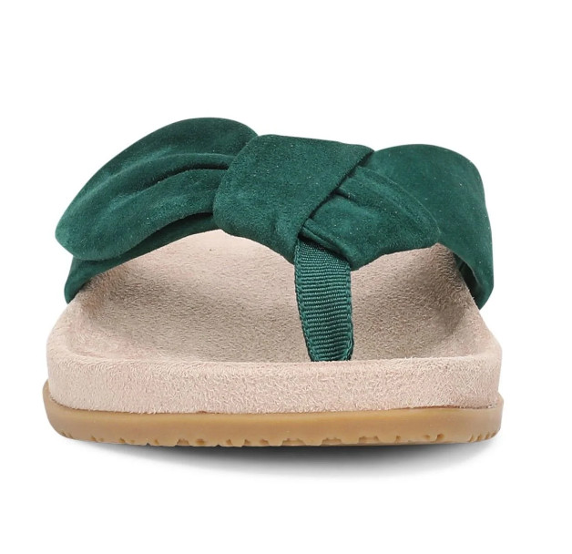 VIONIC Eva Toe Post Sandal – Posy Green Suede, Medium (NEW)