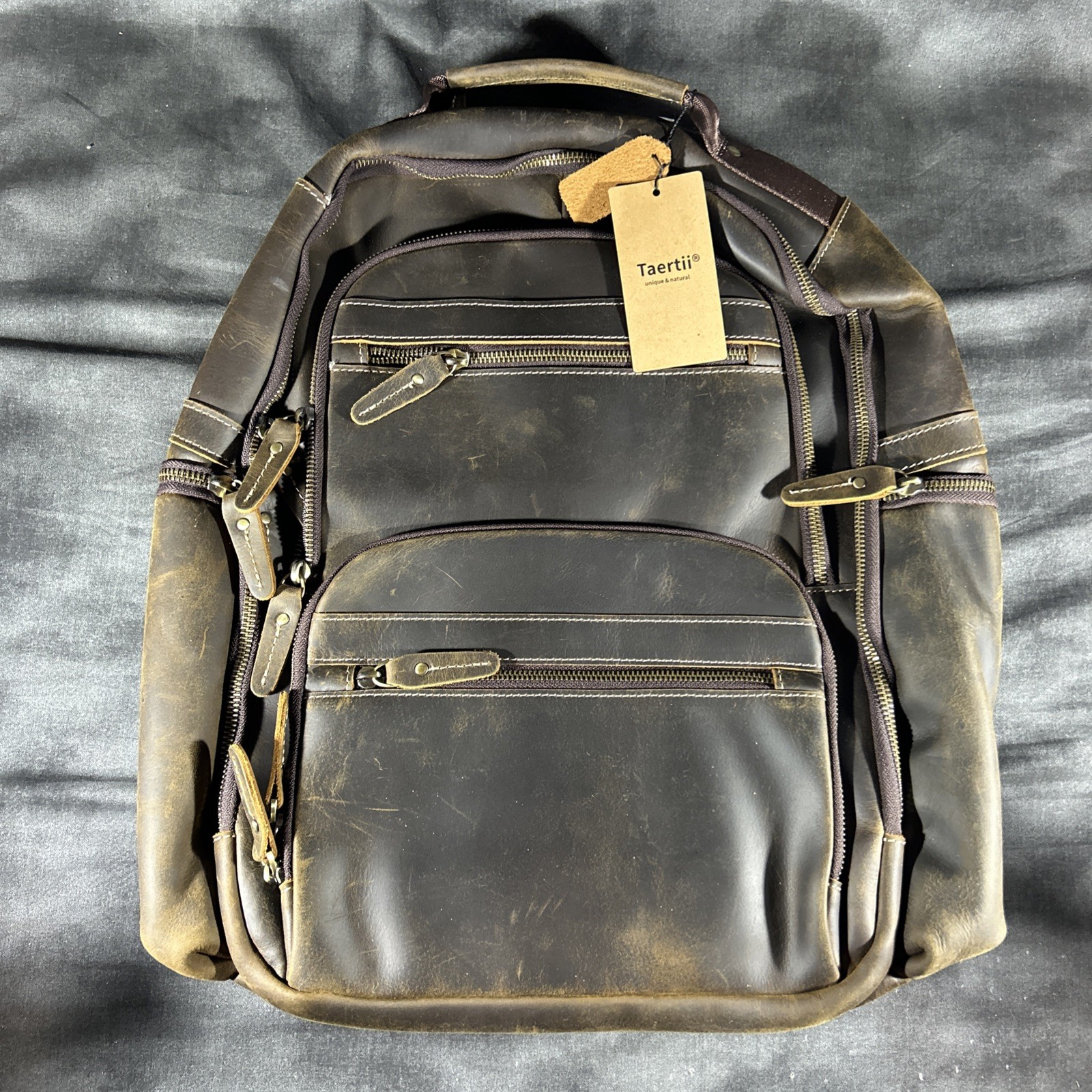 Genuine Leather Backpack For Men Vintage 17.3 inch Laptop Bag Large Capacity …