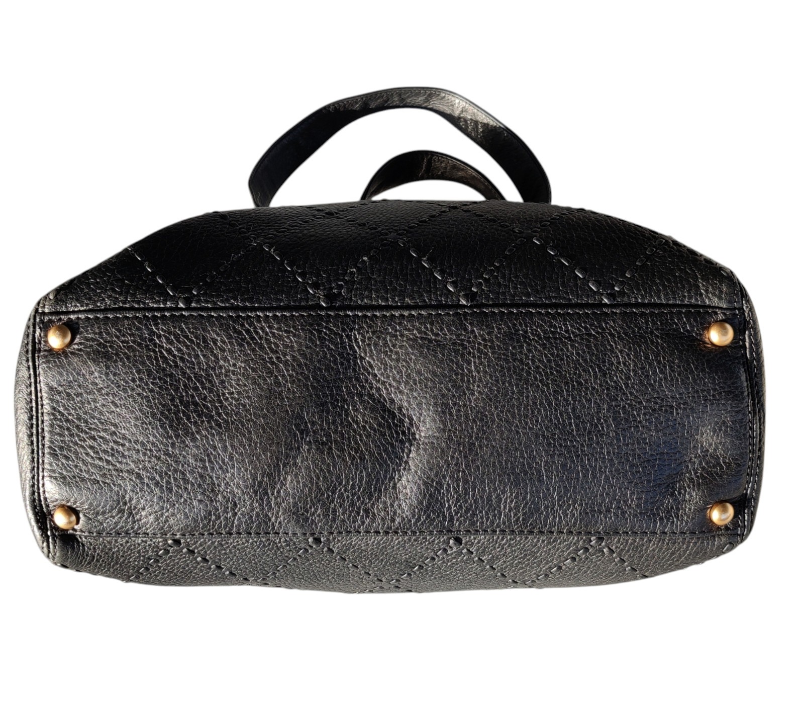 Vintage Chanel Black Leather Bowling Bag Surpique Gold CC Zip Authentic Shoulder