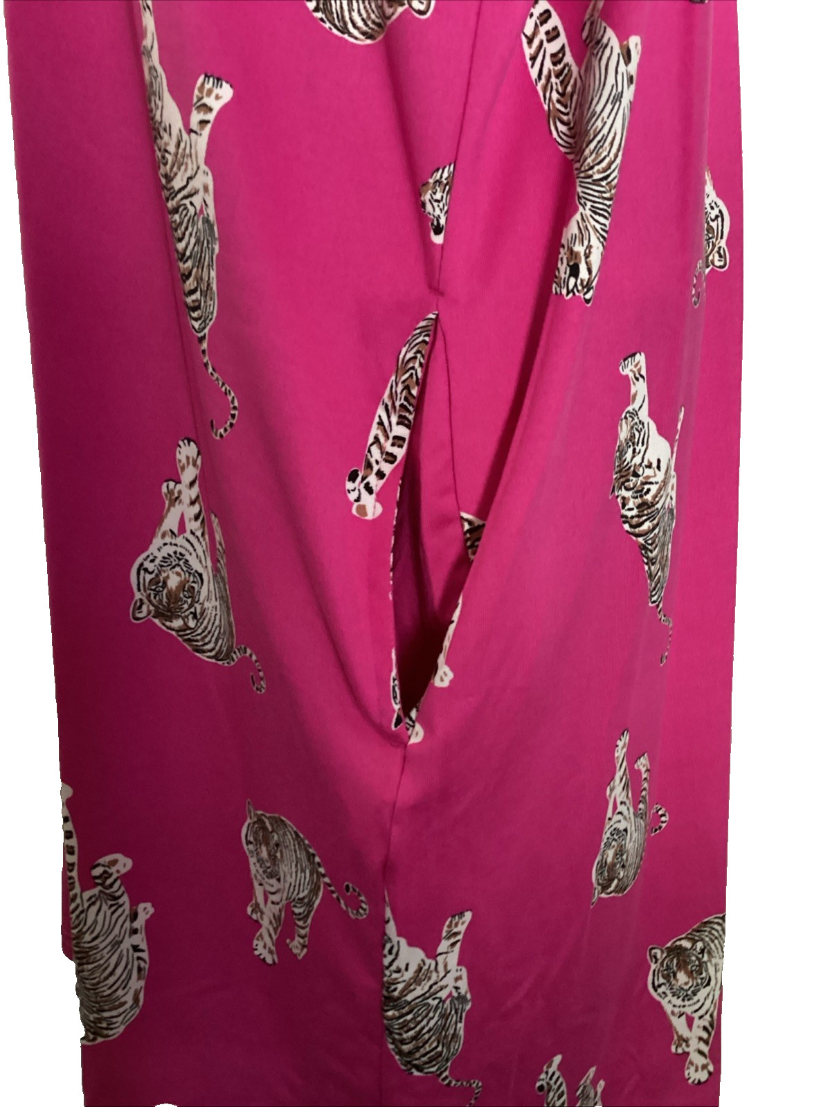 JOYSPUN SLEEPSHIRT Pink Tigers Print Knit Knee Length GOWN Sz L/XL*