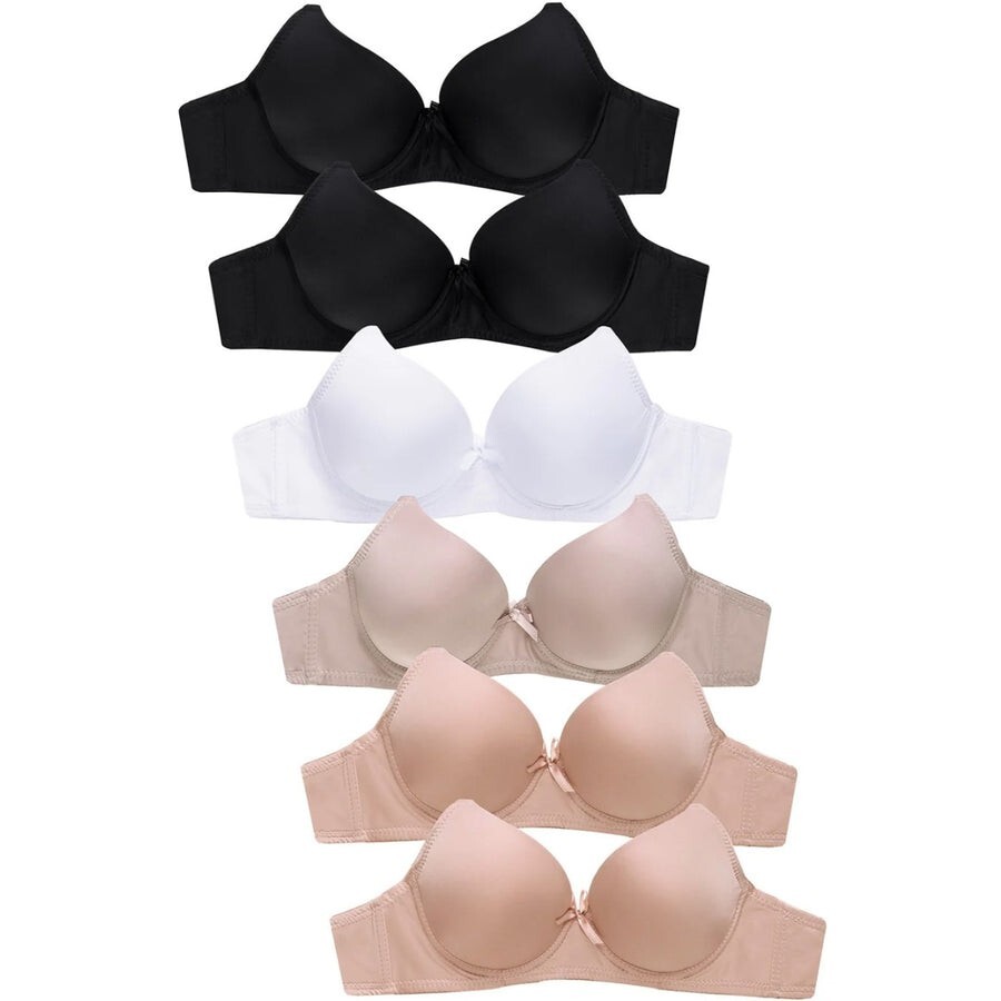 6 Pack SOFRA LADIES FULL CUP PLAIN BRA (BR4150P4)