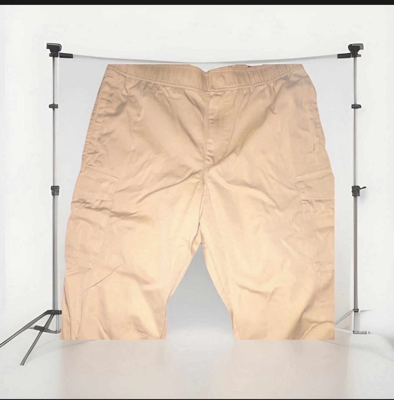 CSG Men’s Beige Cargo Pants L Regular Standard Fit Tapered Elastic SALE!