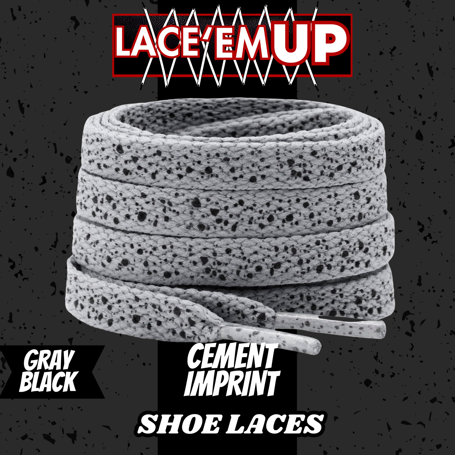 CEMENT Flat Shoe Laces Spotted Splatter Cement AJ3 AJ4 CUSTOM Tips. ELEPHANT LAC