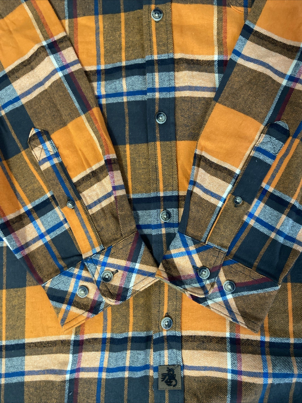 Legendary Whitetails Men’s Orange Plaid Long Sleeve Flannel Button Up Size LT