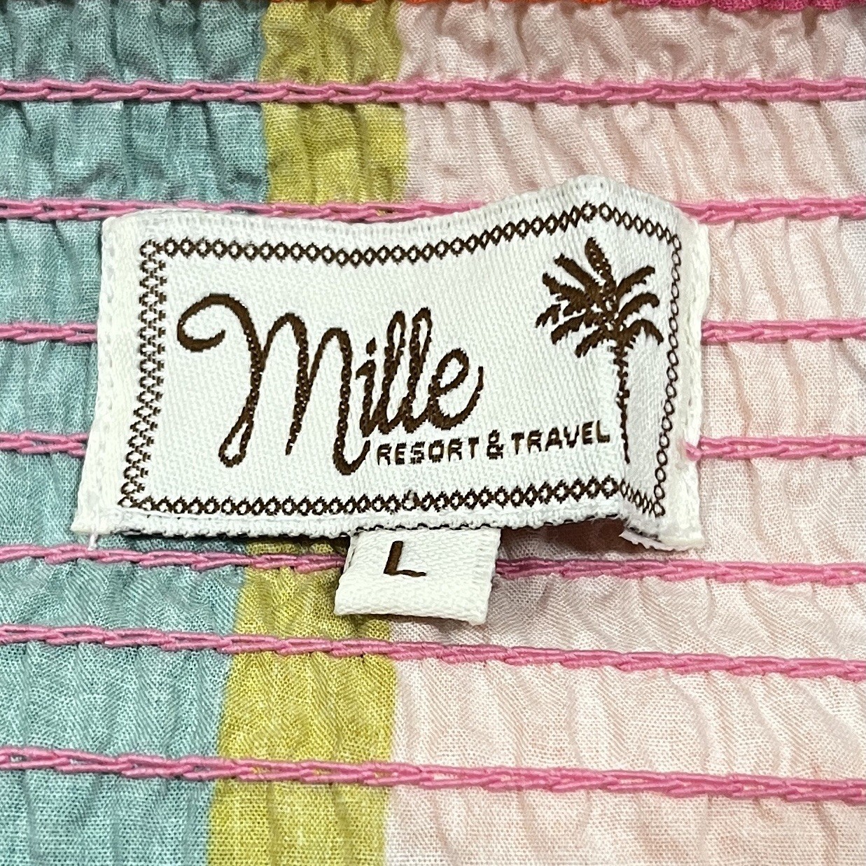 Mille Anthropologie Caro Rainbow Top Womens L 100% Cotton Smocking Crop Swing