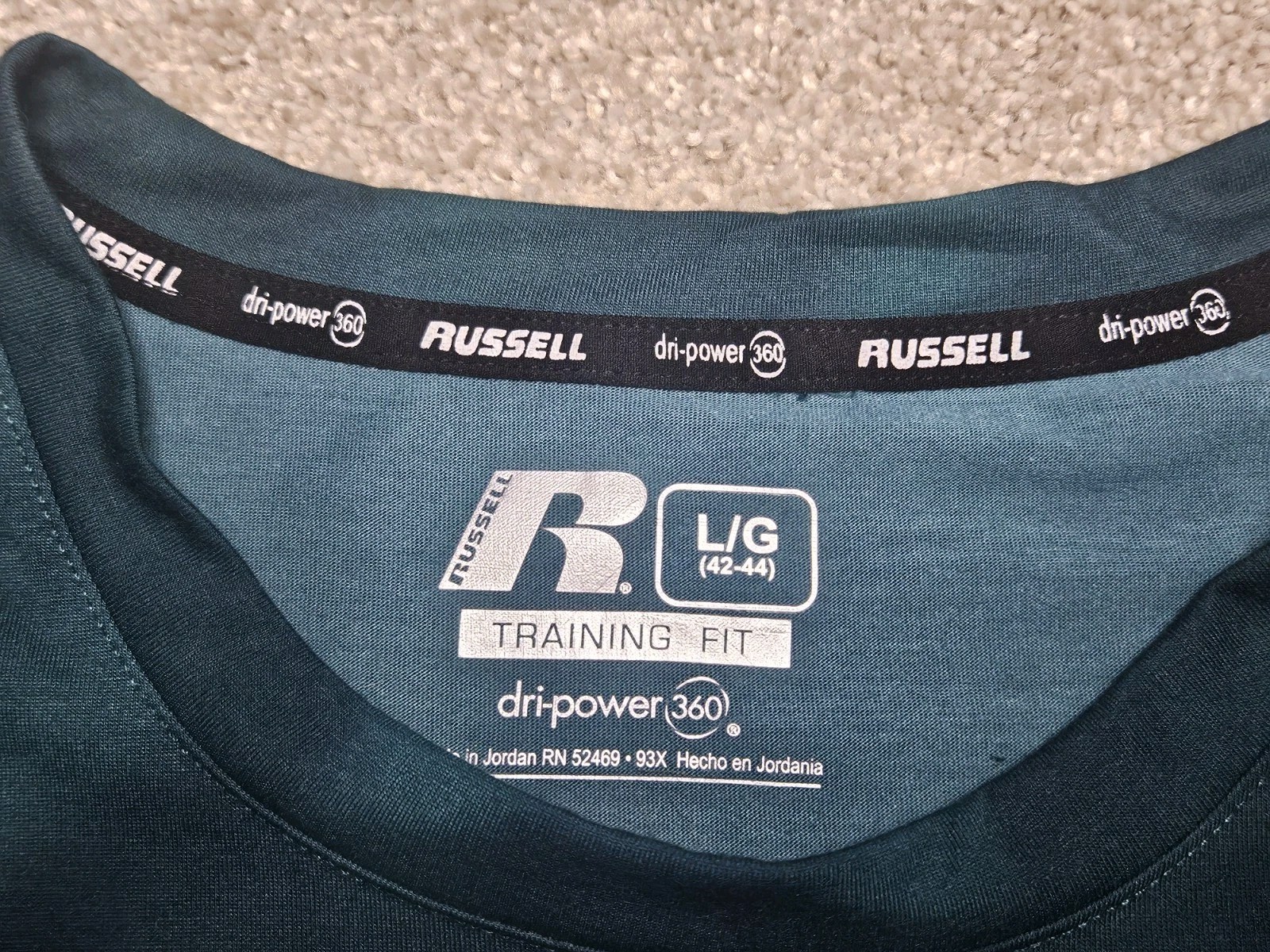 Russell Athletic Dri Power 360 Mens Large Green Cloud Tie Dye Performance Shirt