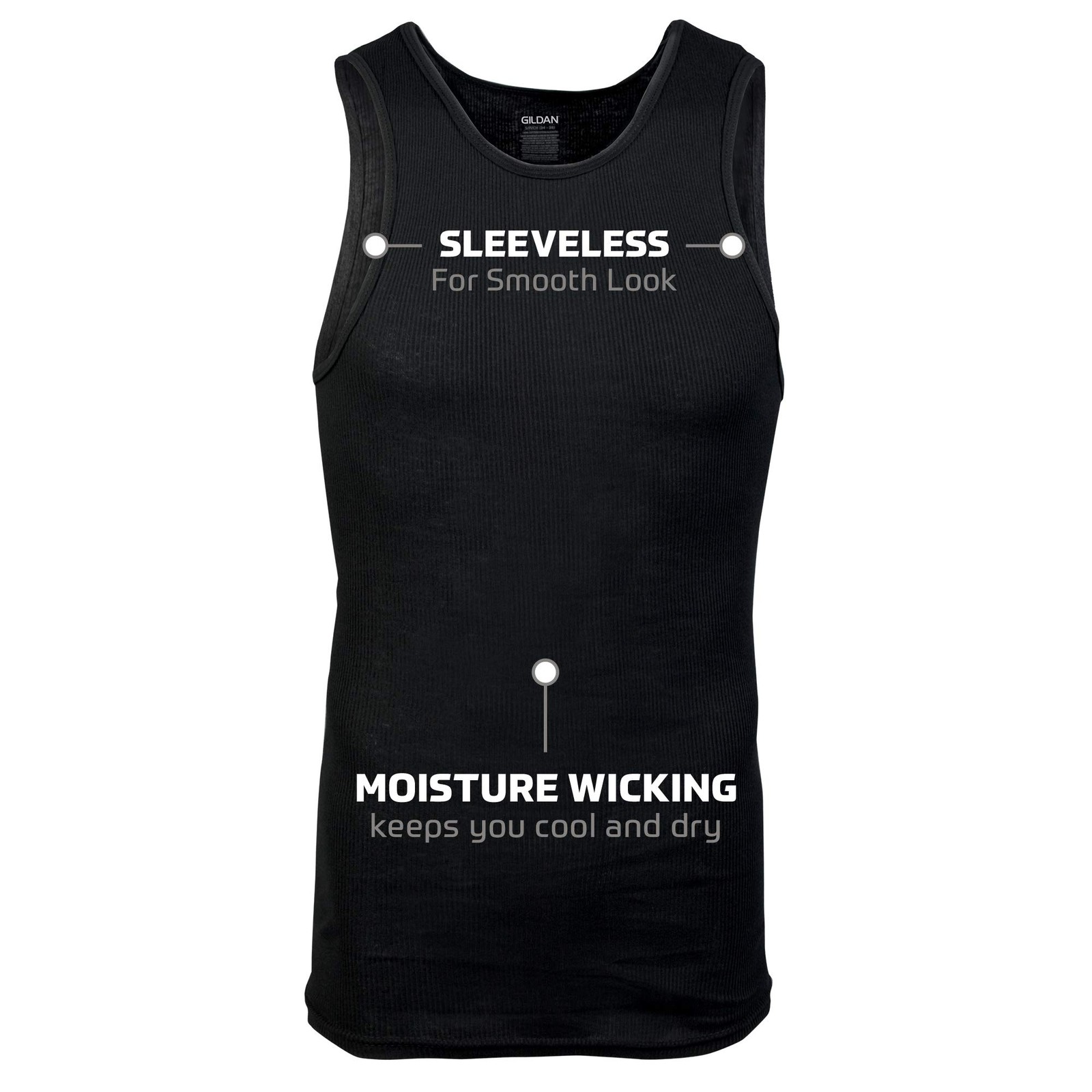 Gildan Mens A-Shirt Tanks Multipack Style G1104 Black 6-Pack Large