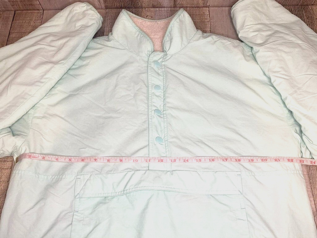 CHUBBIES Men’s Mint Green 1/4 Zip Button Snap Reversible Sherpa Jacket Size XL