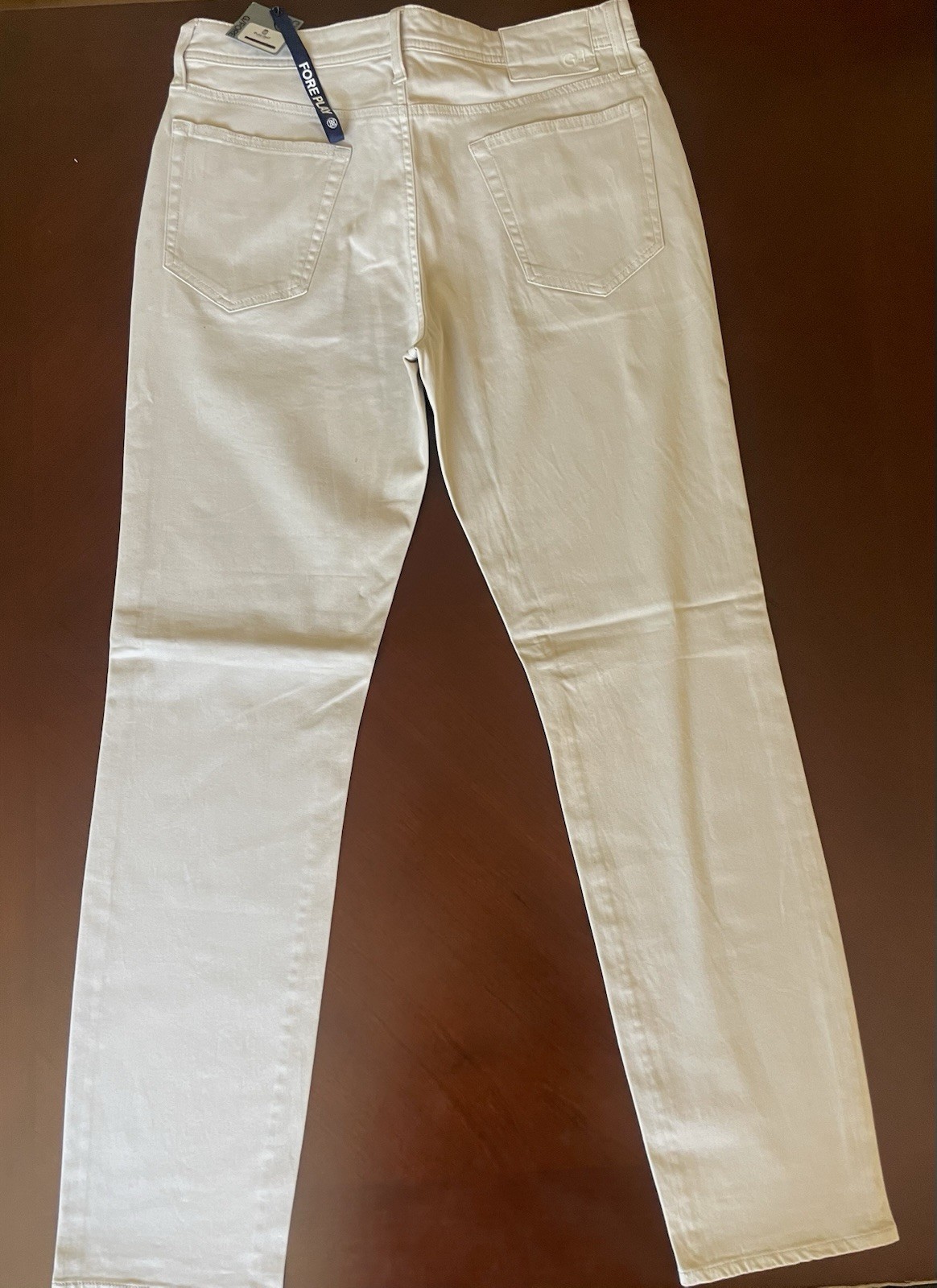 G/FORE Men’s Slim Fit Beige Denim Jeans Light Wash 5-Pocket Logo NWT