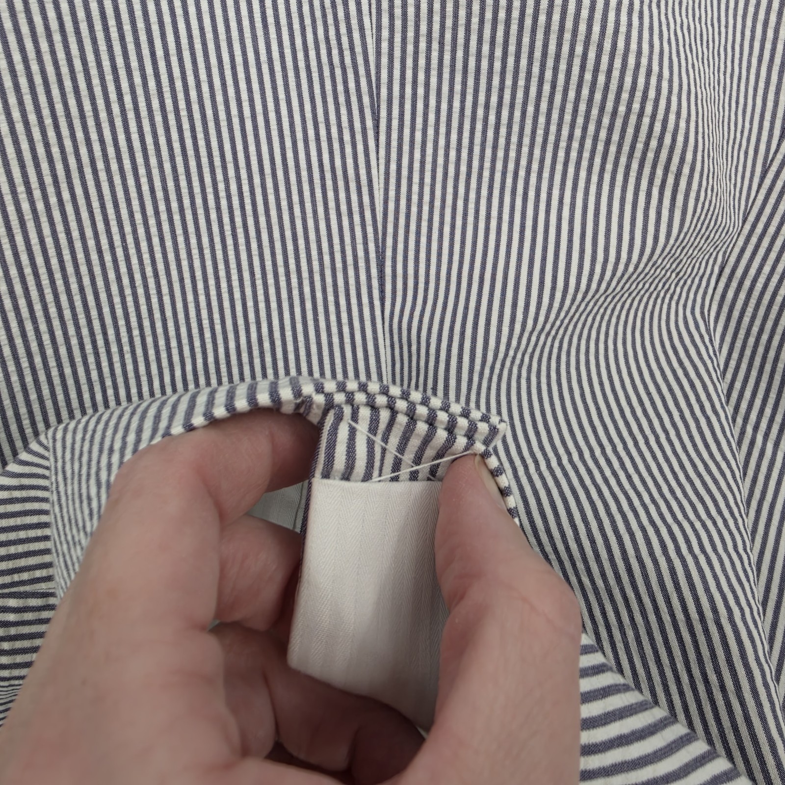 Banana Republic Seersucker Blazer Jacket Womens 12 Striped Coastal Preppy Cotton