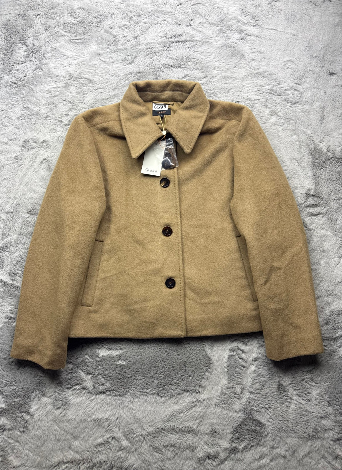 Quince Womens Jacket Large Brown Short 90% Wool, 10% Cashmere Coat