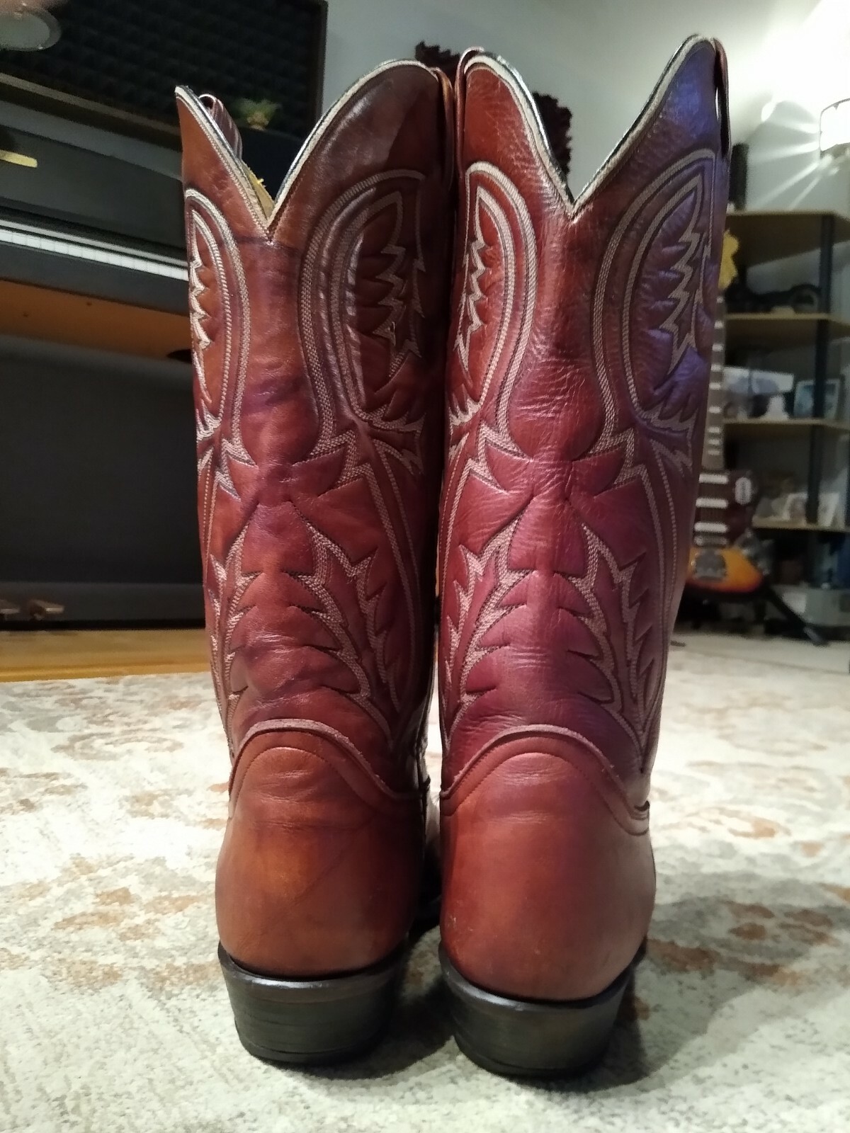 TONY LAMA BROWN MARBLED LEATHER ROUND TOE COWBOY WORK BOOTS #C8223 MEN’S 8E