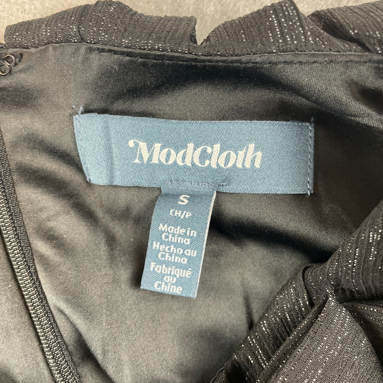 Modcloth The Pleat-est Things Womens Sz S Mini Dress Black Ruffle Shimmer Bow