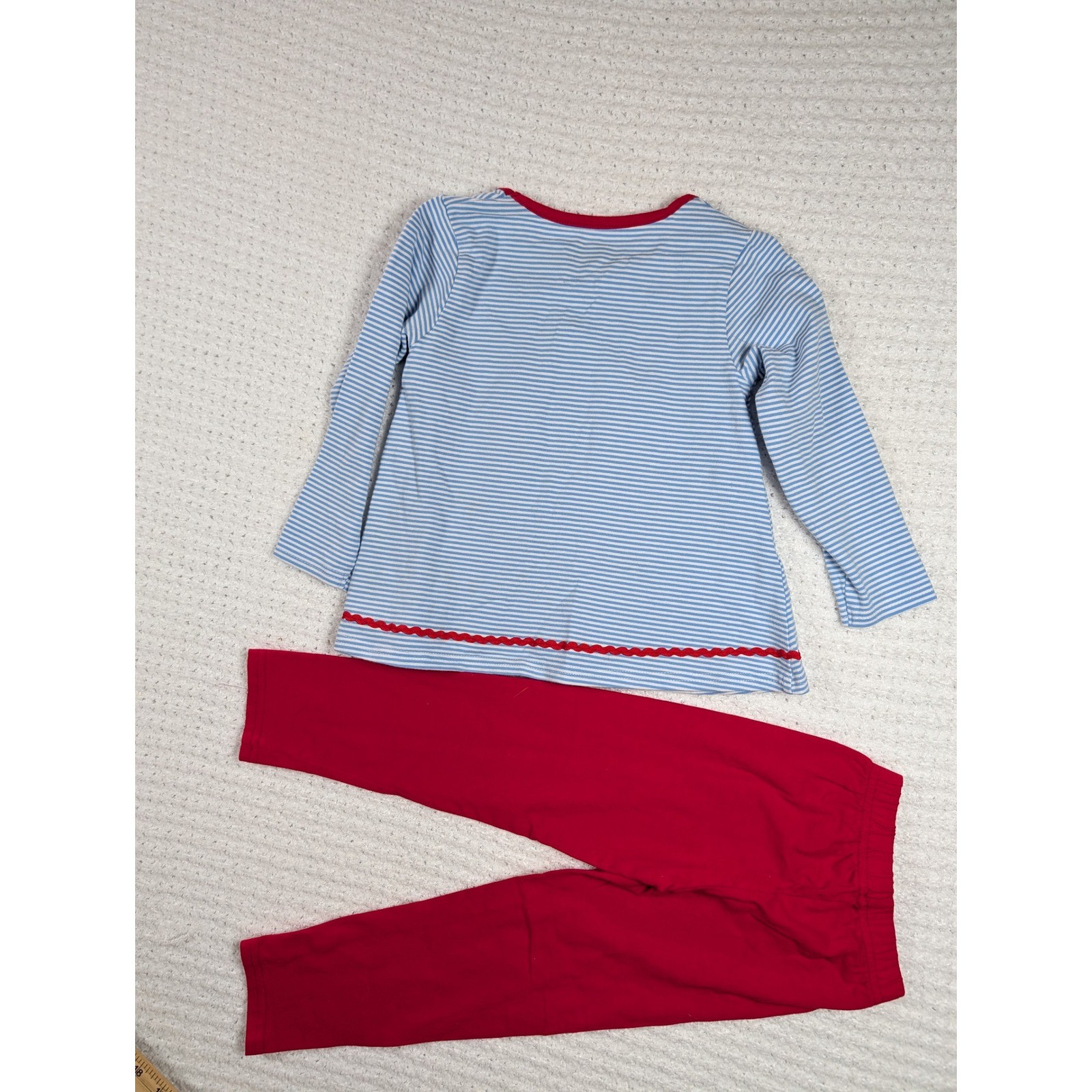 Girls Size 3 Farm Animals Barn Striped Shirt Red Leggings Outfit Set Cow Pig