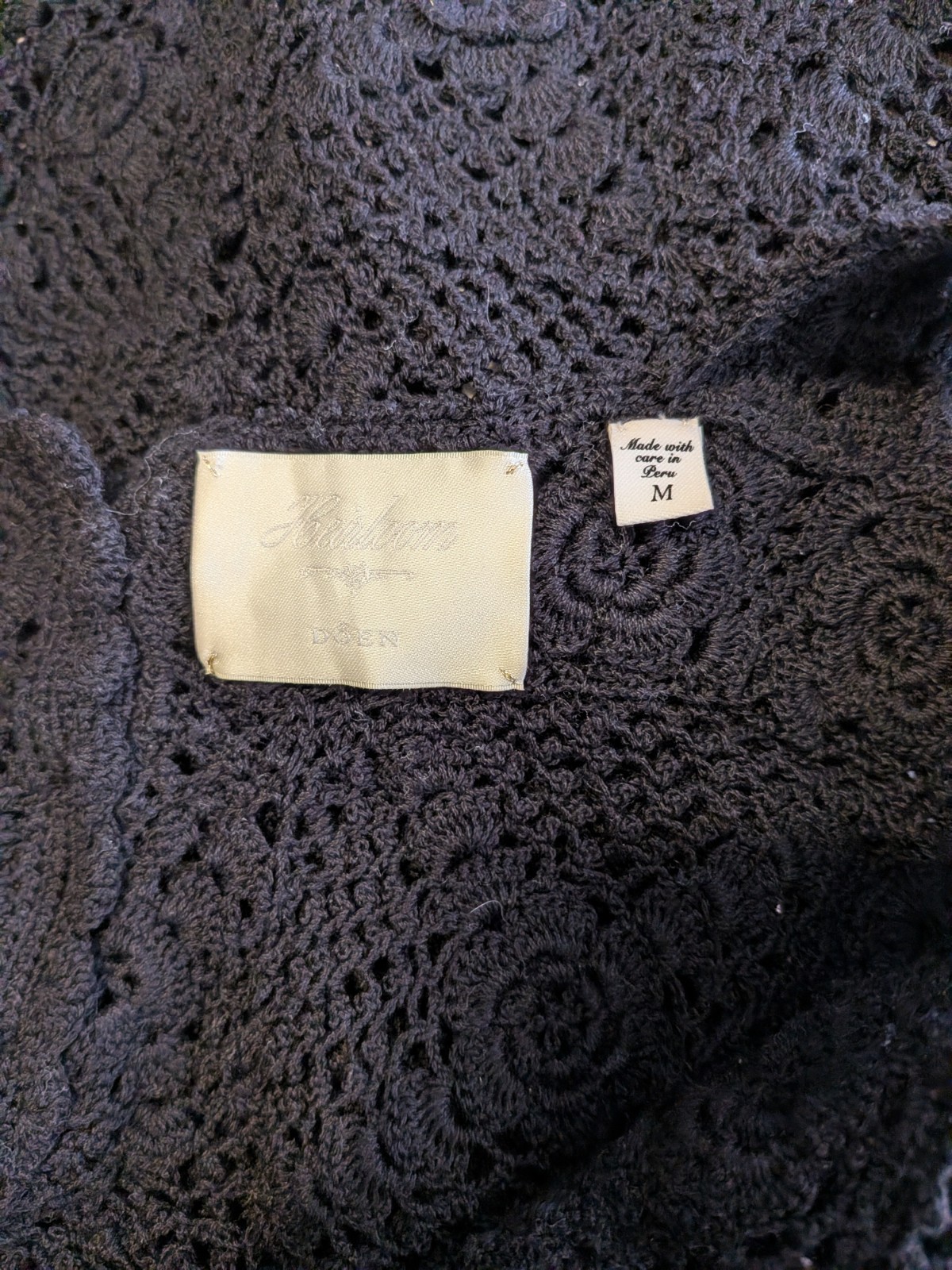 Doen Heirloom Eloise Black Crochet Mini Dress Size M Excellent Condition