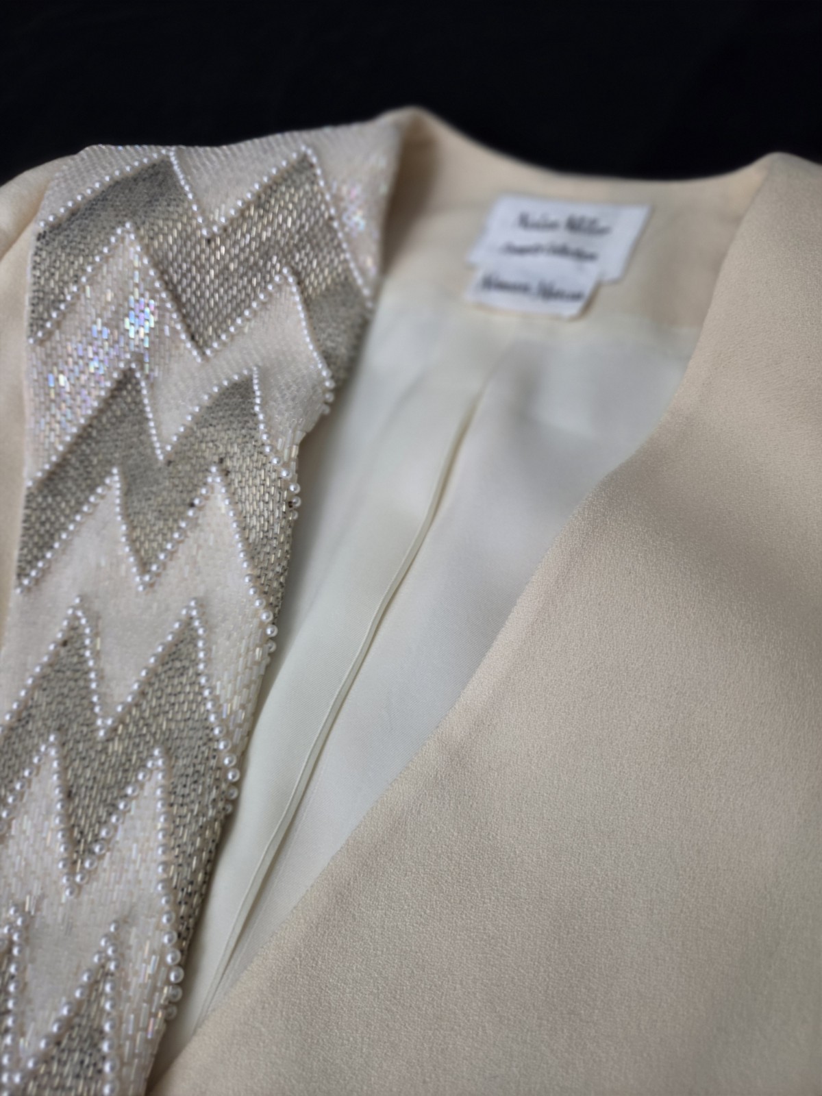 NOLAN MILLER 2 Pieces Sz 12 Dynasty Collection Ivory Beaded Jacket Tank Top