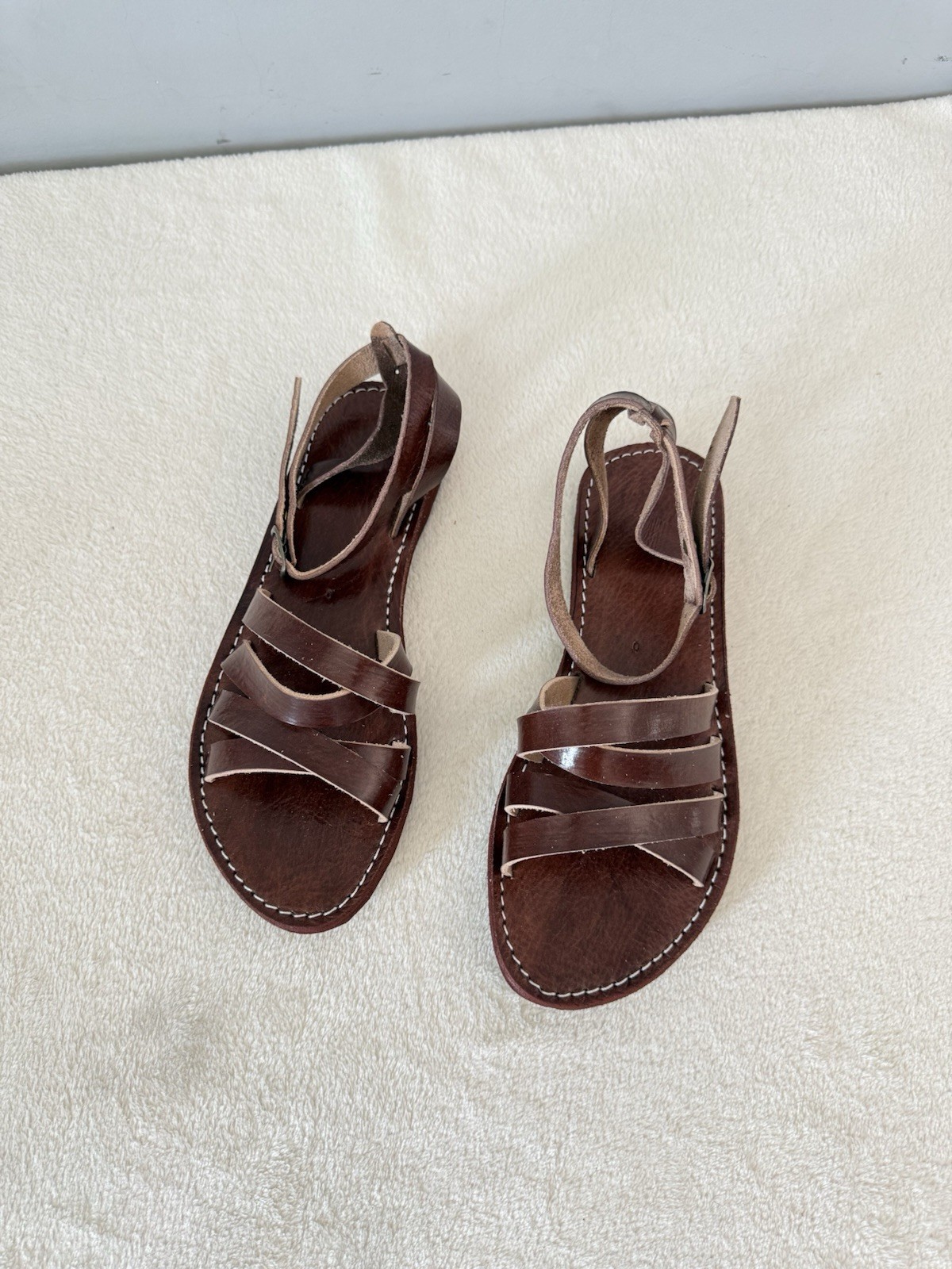 Handcrafted Genuine Leather Women’s Sandals – Four-Strap Brown | 100% Handmade