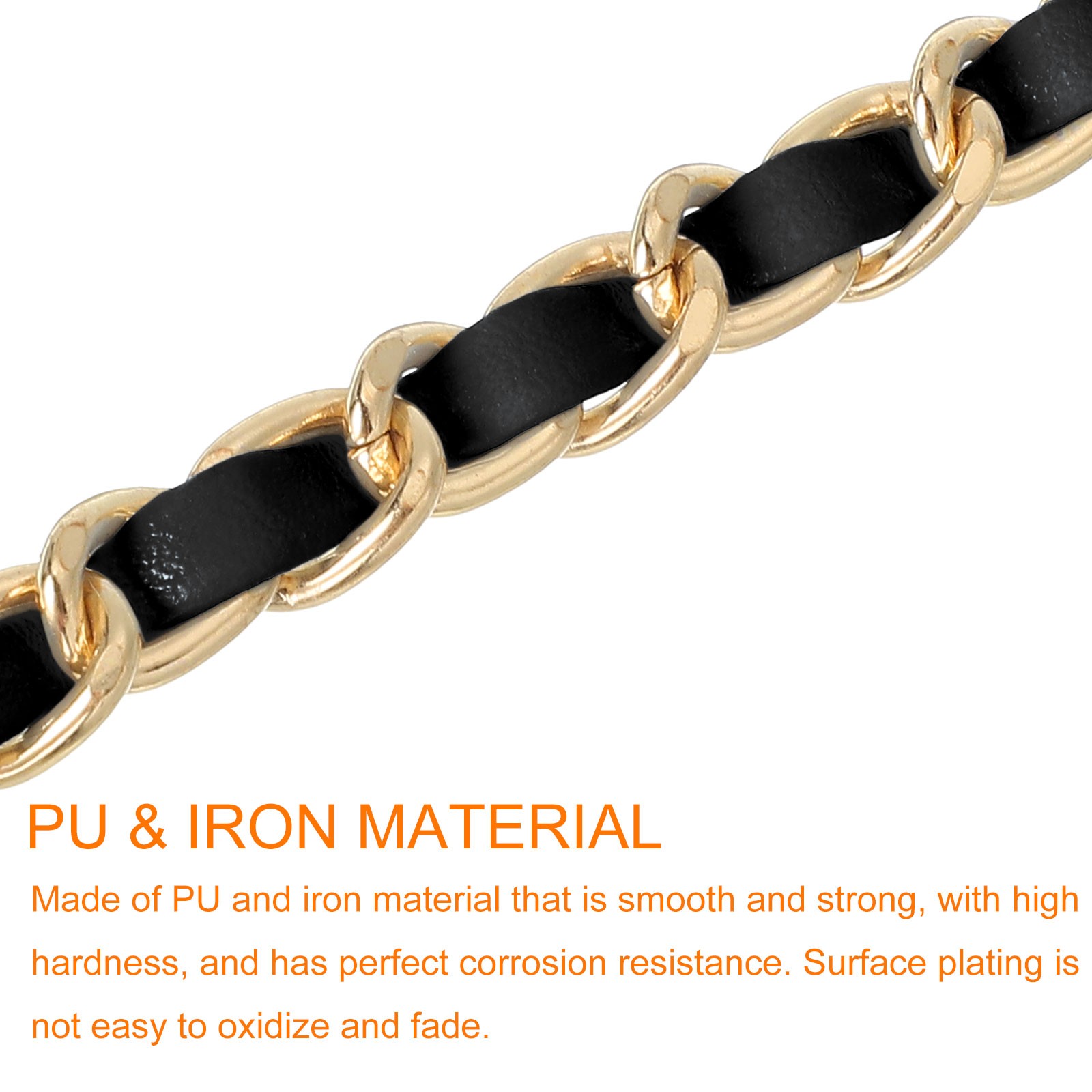 24″ Purse Chain Strap with Buckles for Shoulder Black Gold