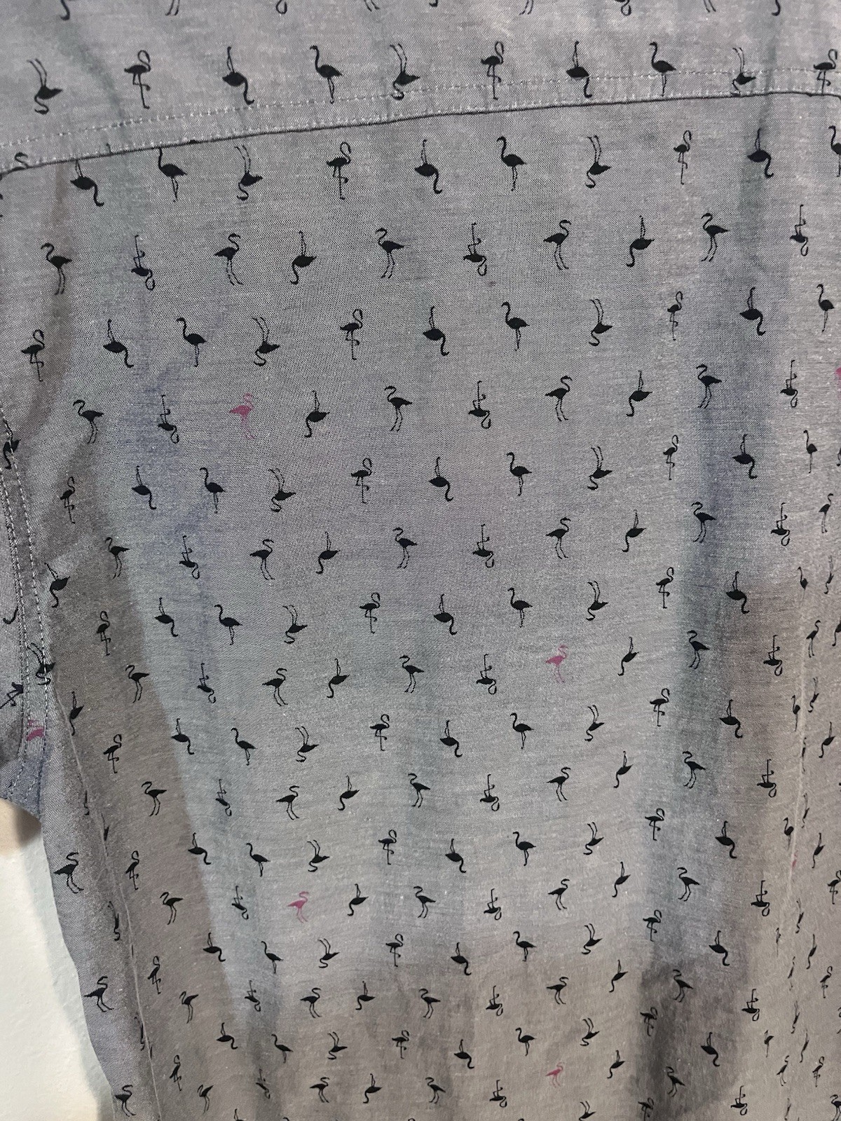 San Francisco Work Shirt Size L Slim Fit Flamingo Print Mens